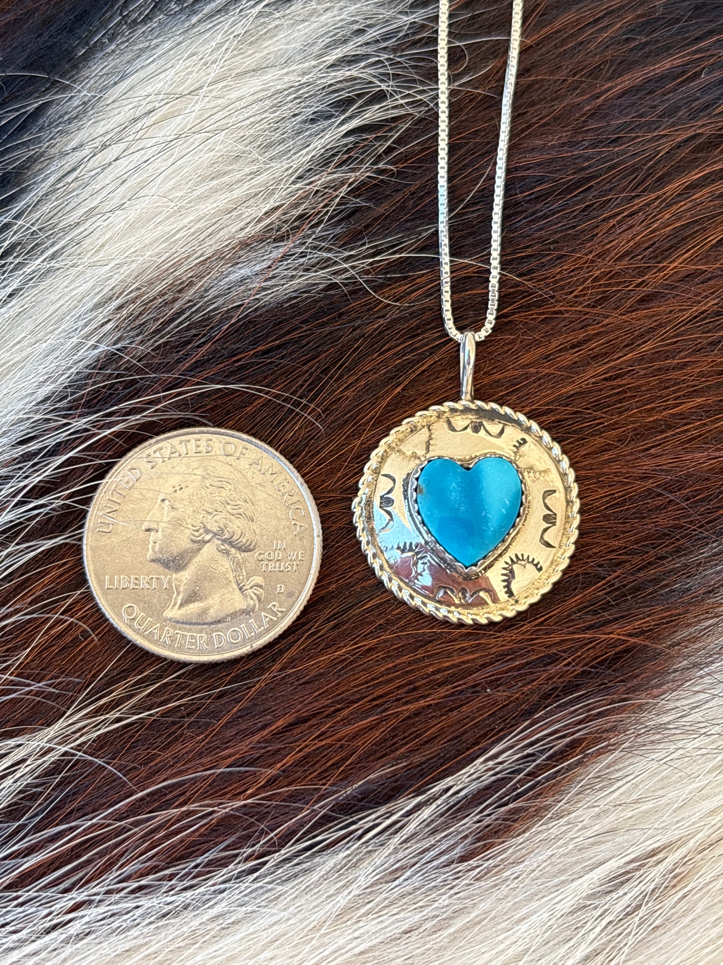 Native American, Hand-Made, Turquoise & Sterling Silver Necklace