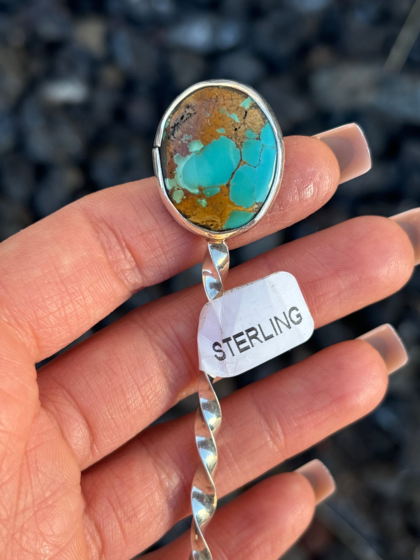 Native American, Hand-Made, Turquoise & Sterling Silver Hat Pin