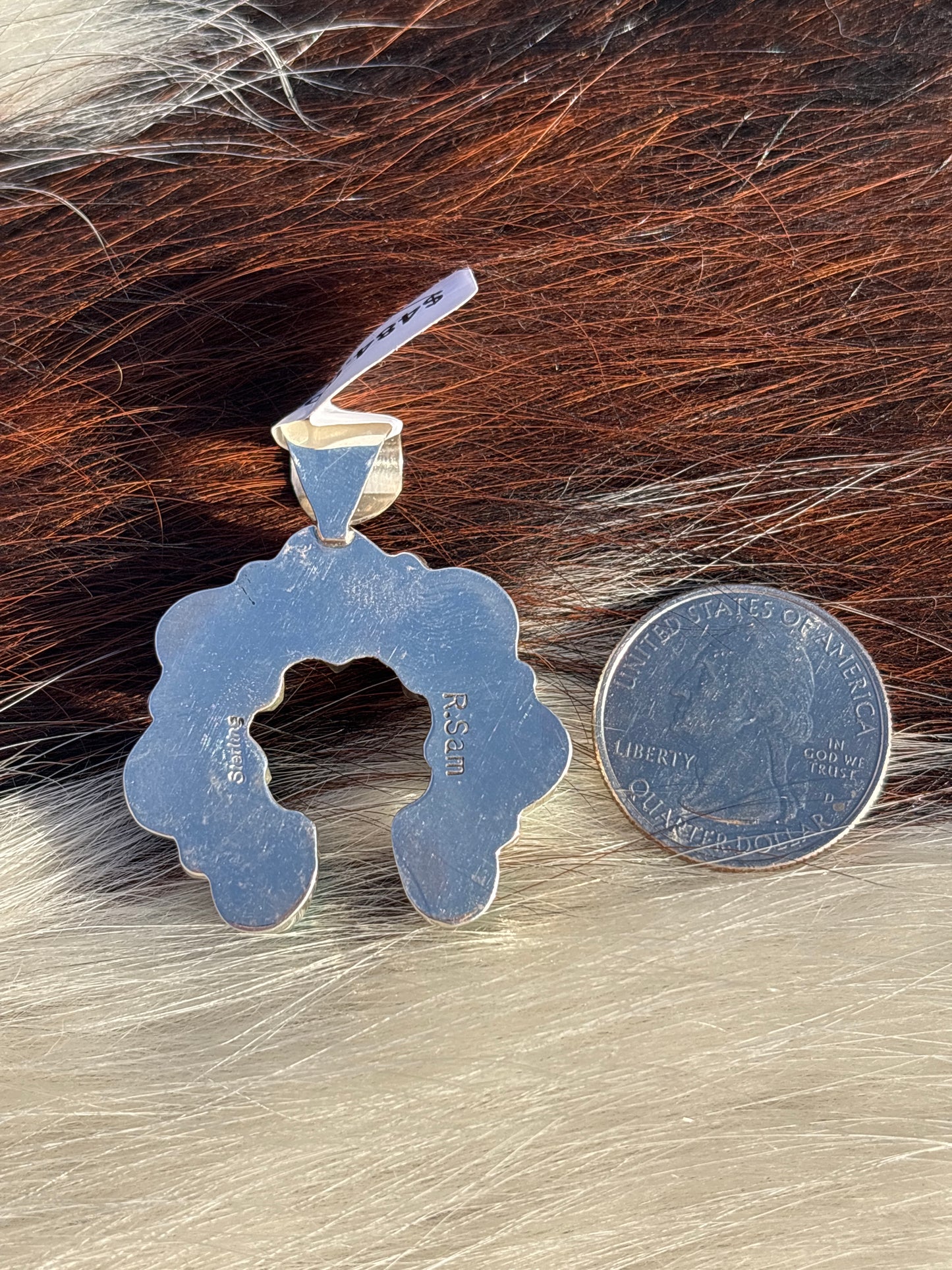 Native American, Hand-Made, Turquoise & Sterling Silver Naja Pendant