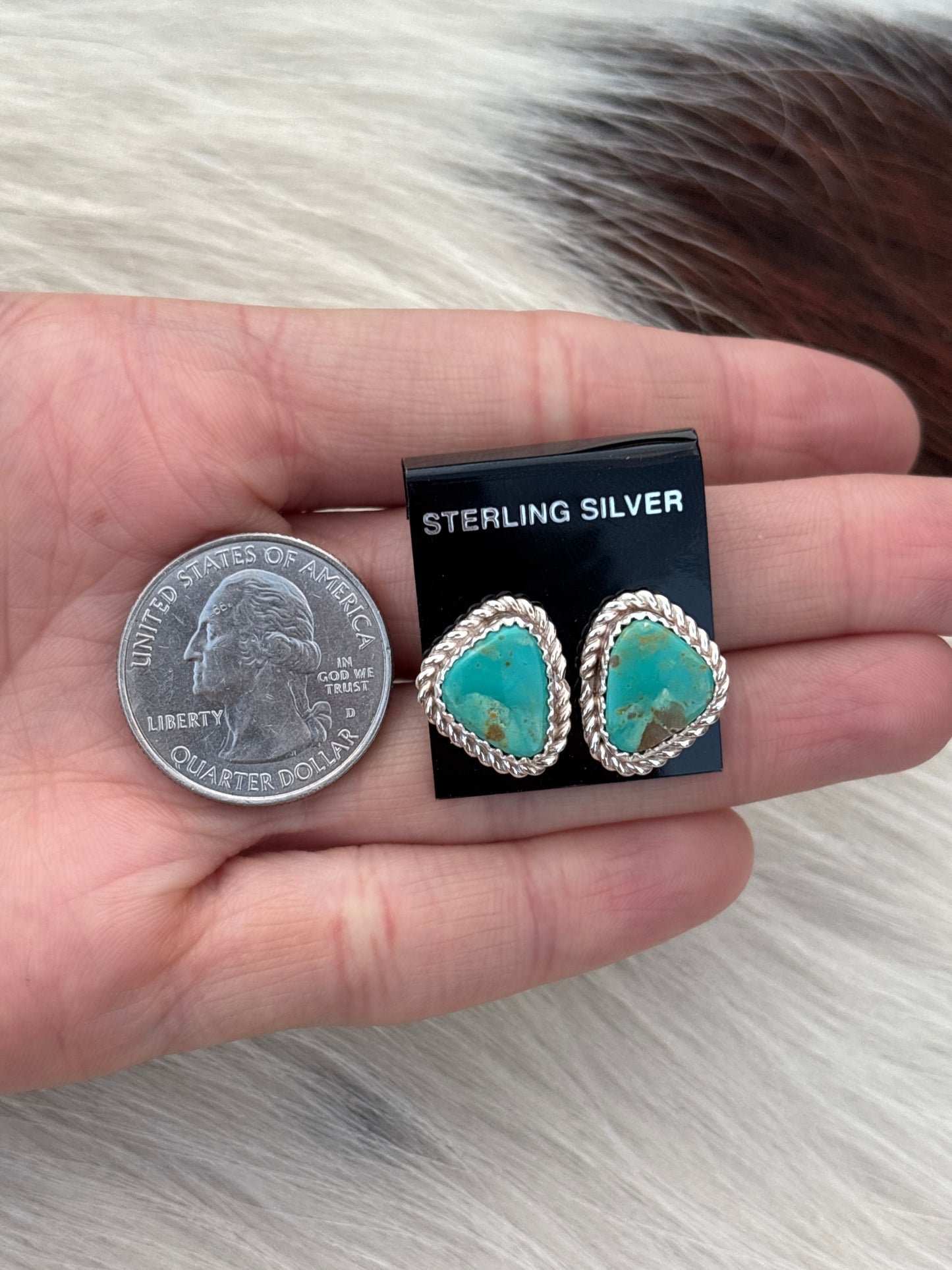 Native Made, Turquoise & Sterling Silver Earrings