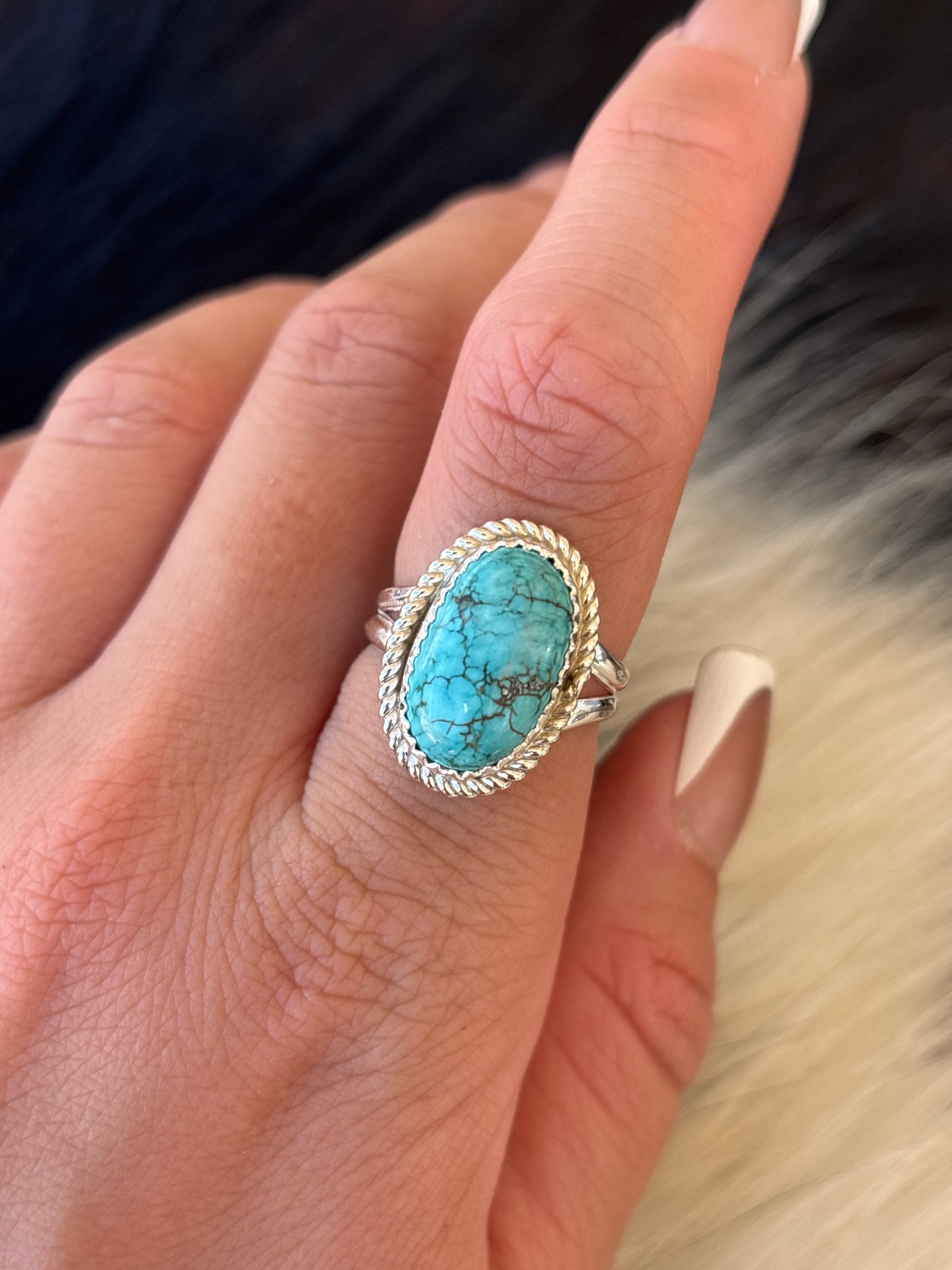 Native American, Hand-Made, Turquoise & Sterling Silver Ring