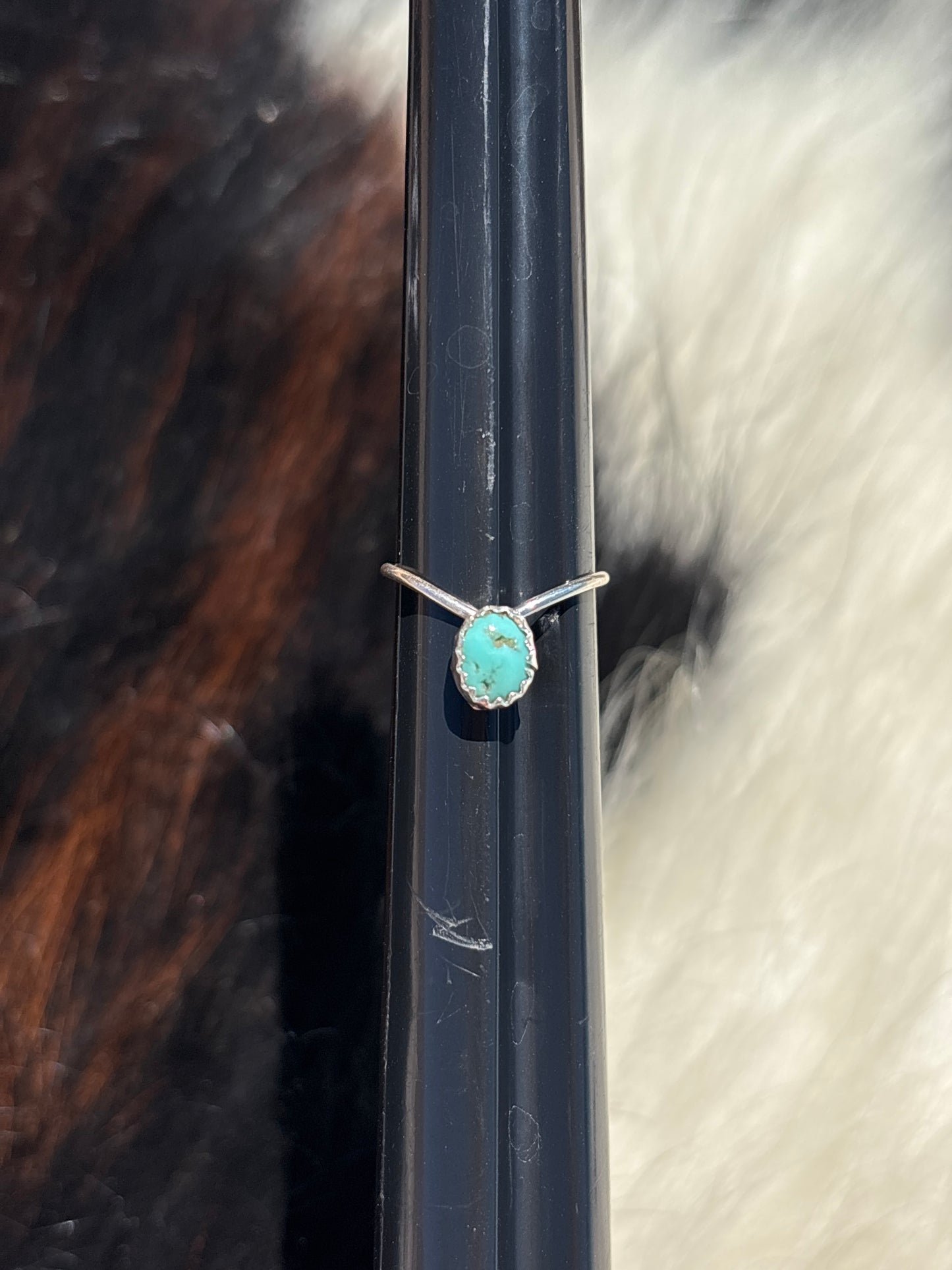 Native American, Hand-Made, Turquoise & Sterling Silver Ring Size 4.25