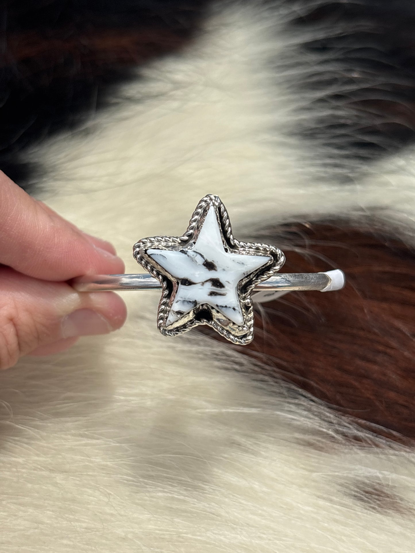 Native American, Handmade, White Buffalo & Sterling Silver Cuff