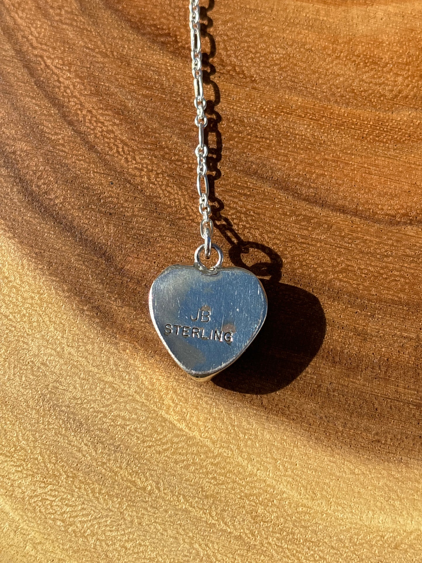 Native American, Hand-Made, Turquoise & Sterling Silver Lariat Heart Necklace