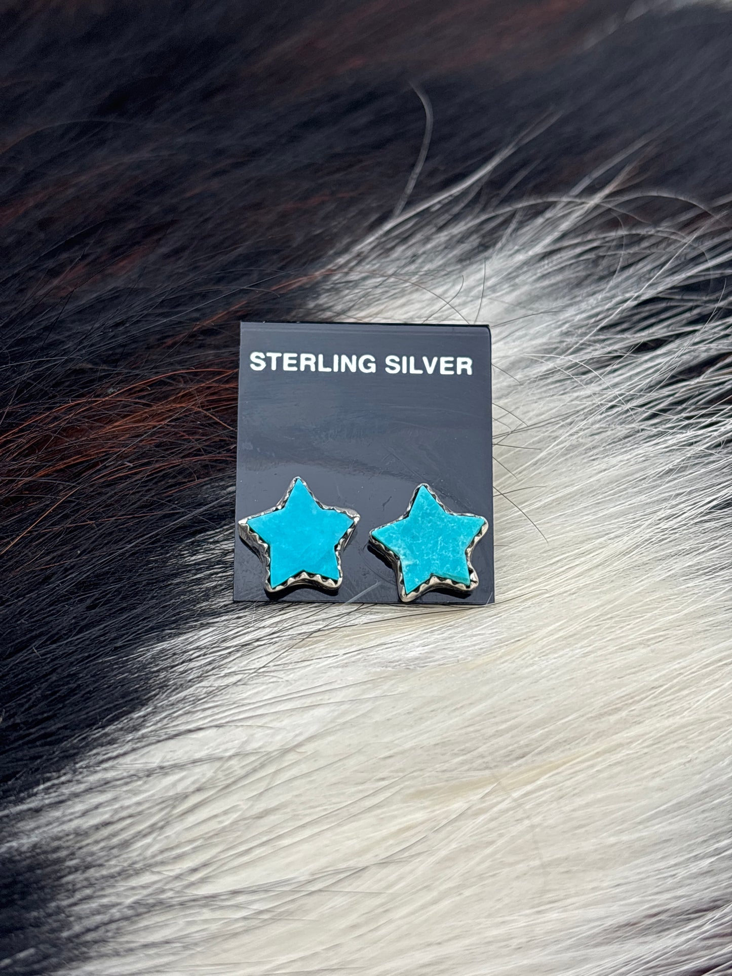Native Made, Turquoise & Sterling Silver Star Earrings
