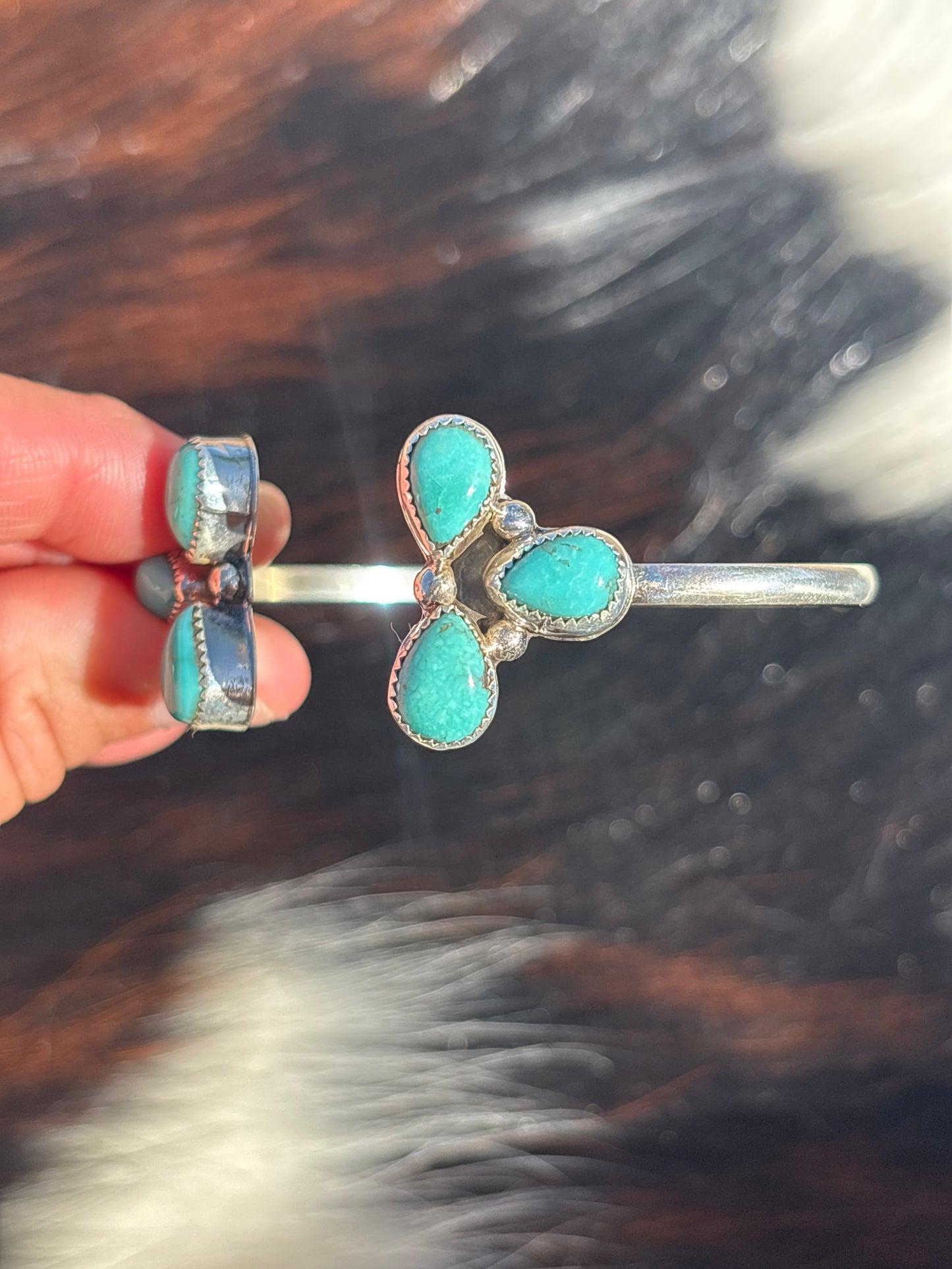 Native American, Handmade, Turquoise & Sterling Silver Cuff