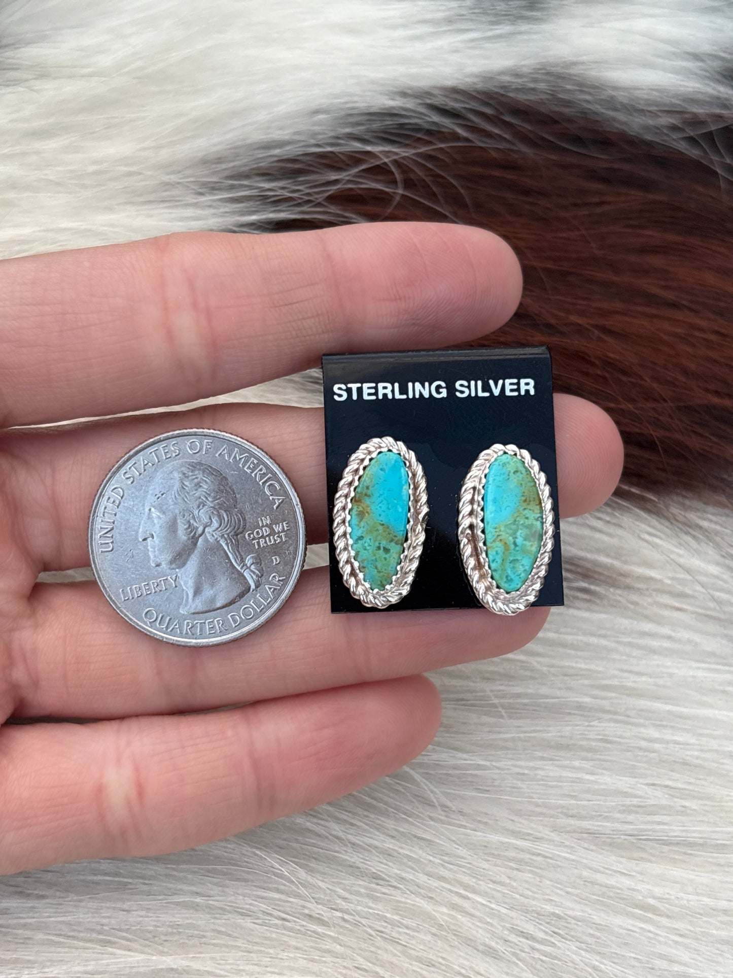 Native Made, Turquoise & Sterling Silver Earrings
