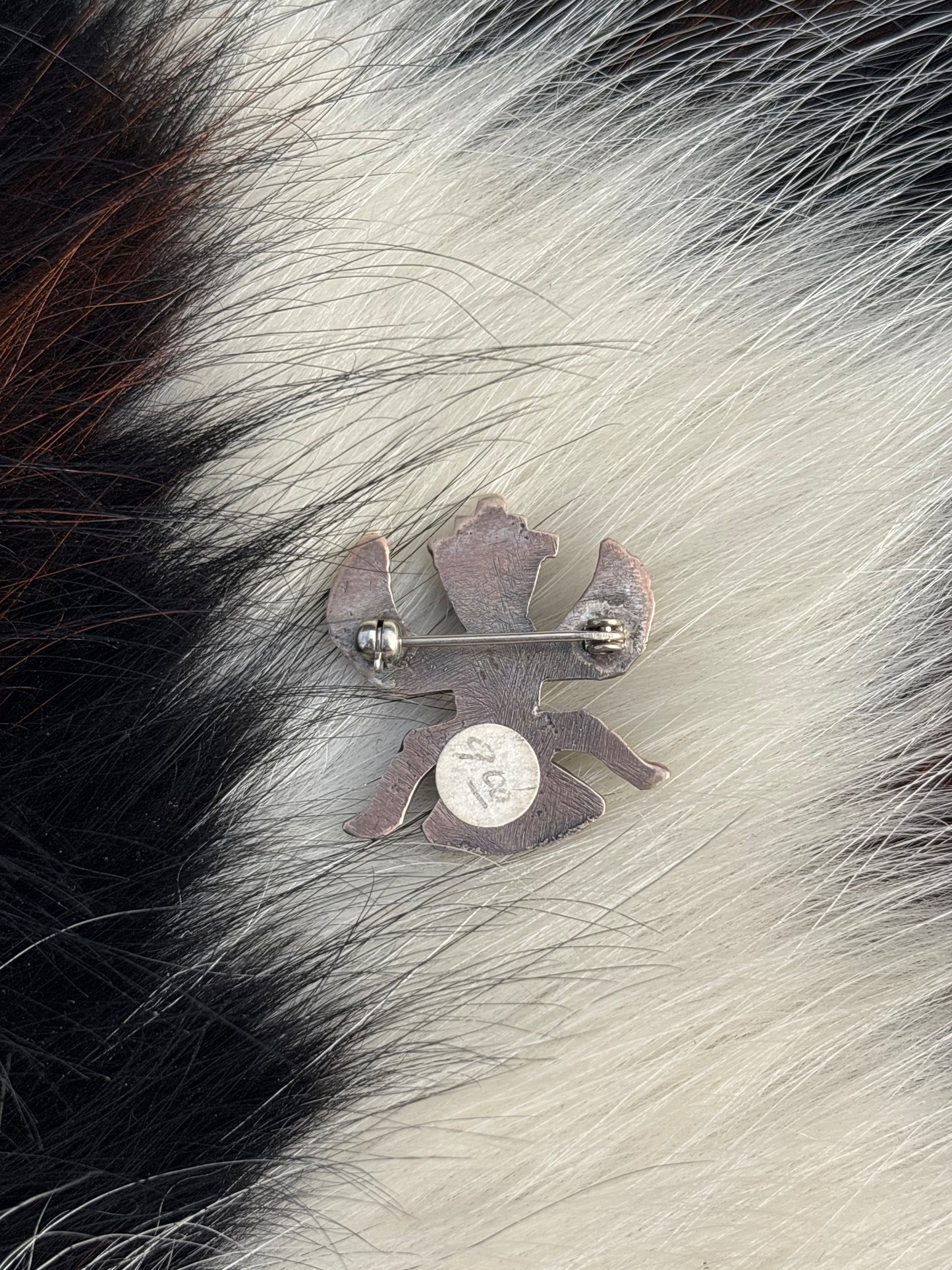 Vintage Native American, Hand-Made, Turquoise & Sterling Silver Brooch