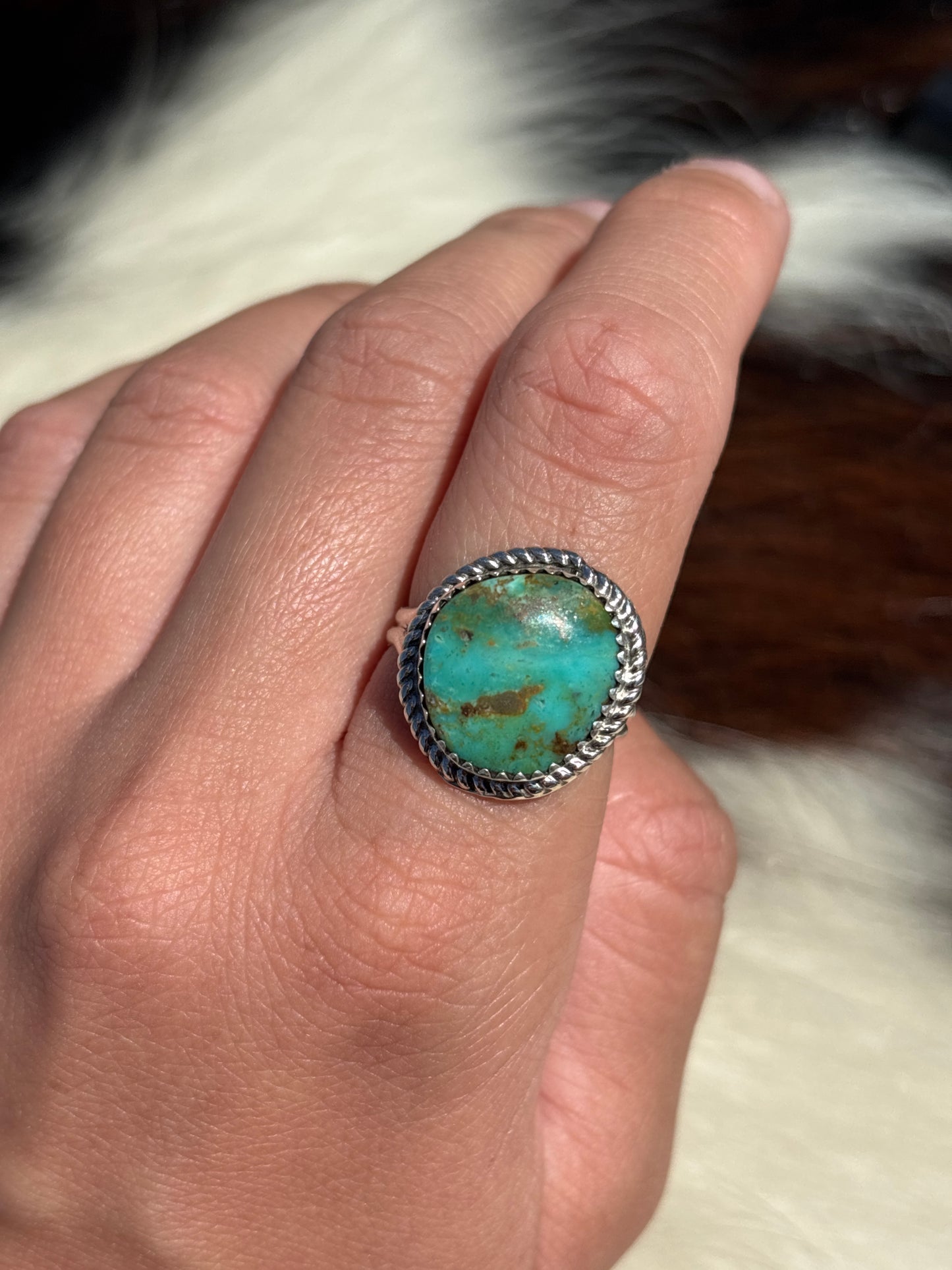Native American, Hand-Made, Turquoise & Sterling Silver Ring