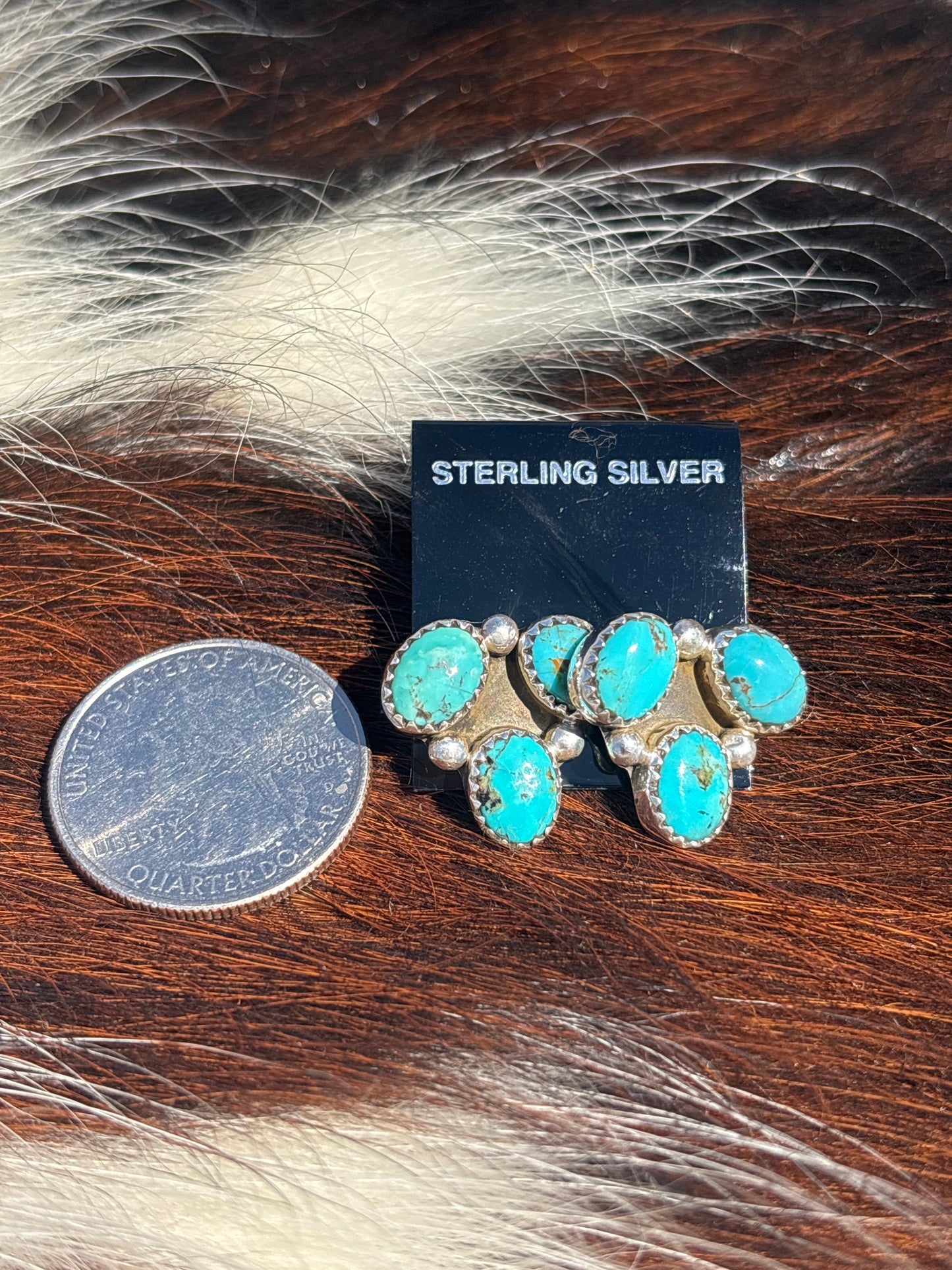 Native Made, Turquoise & Sterling Silver Earrings