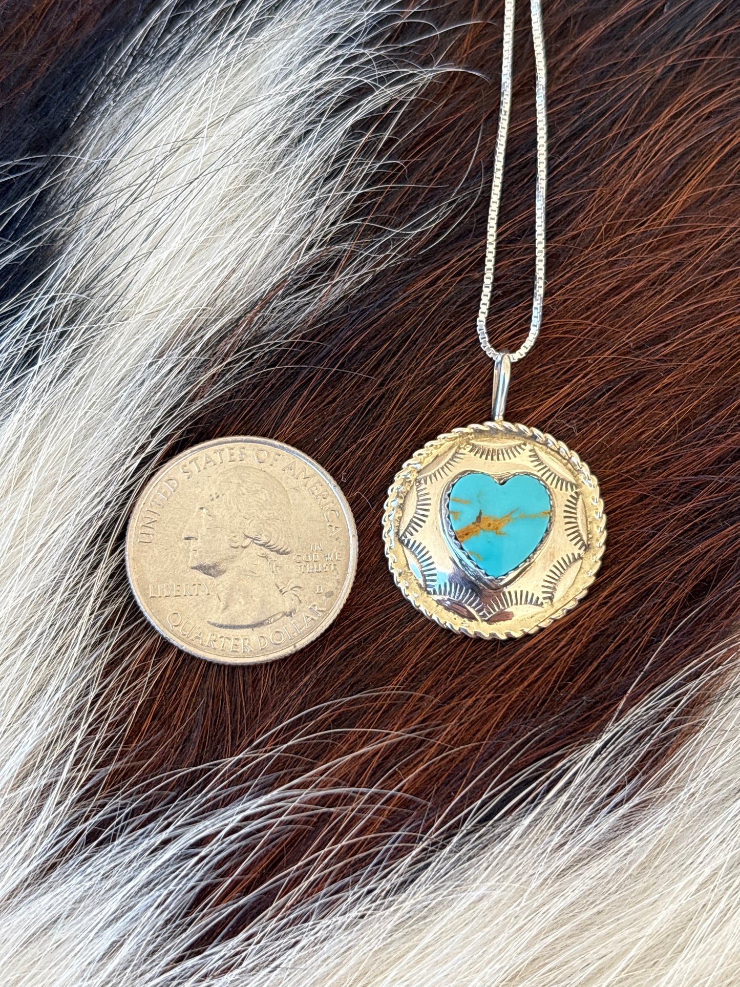 Native American, Hand-Made, Turquoise & Sterling Silver Necklace