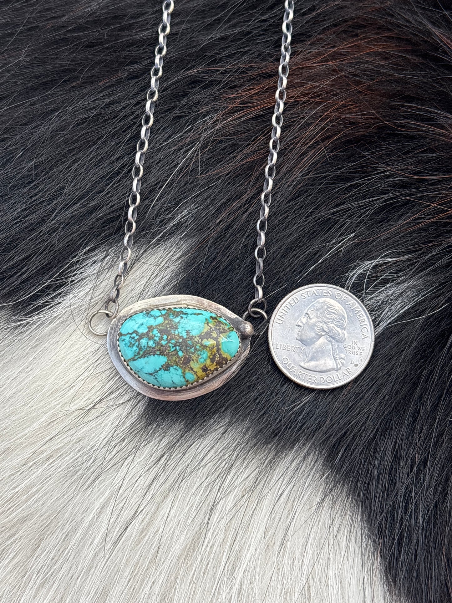 Native American, Hand-Made, Turquoise & Sterling Silver Necklace