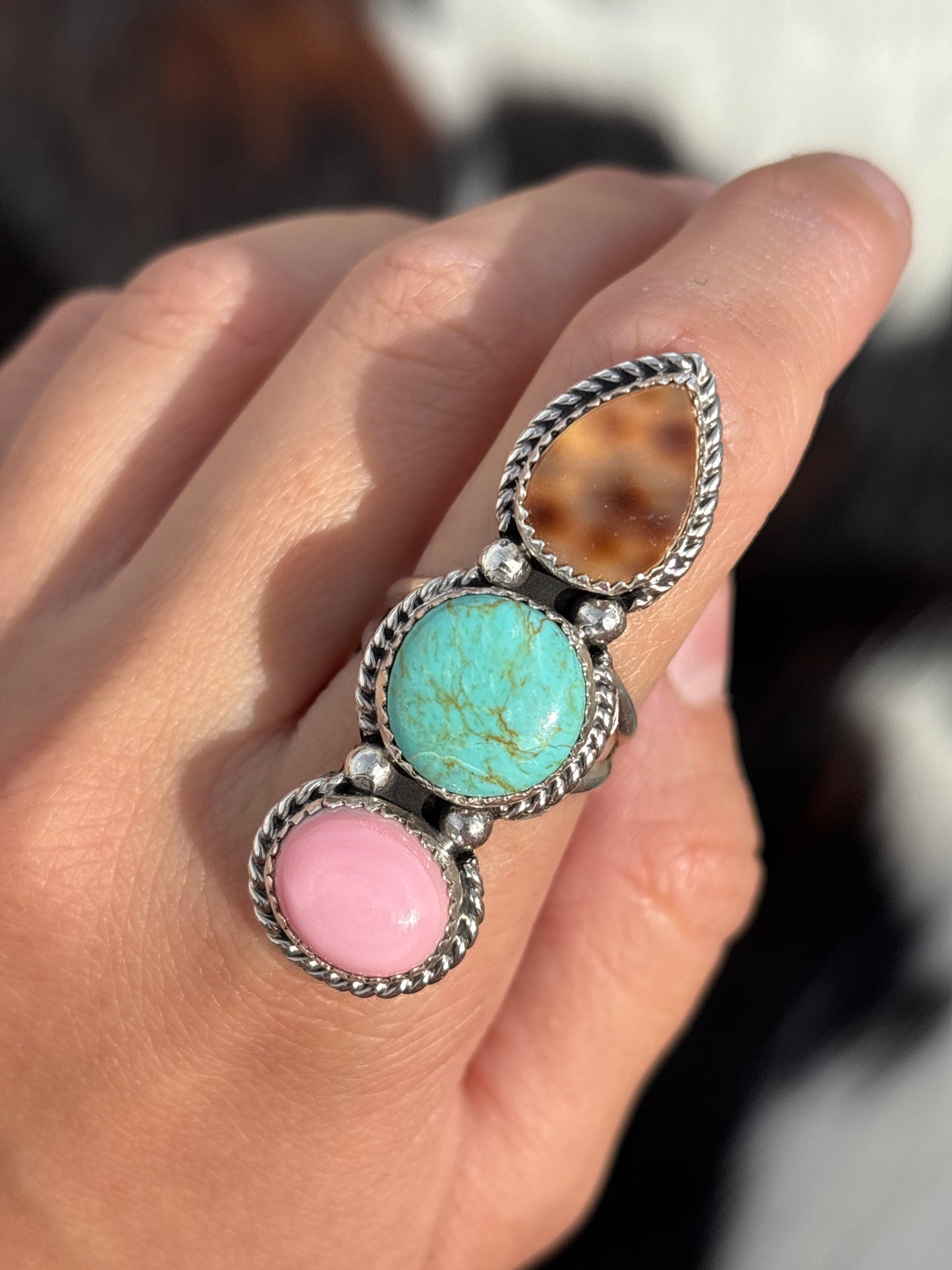 Native American, Hand-Made, Multi-stone & Sterling Silver Ring