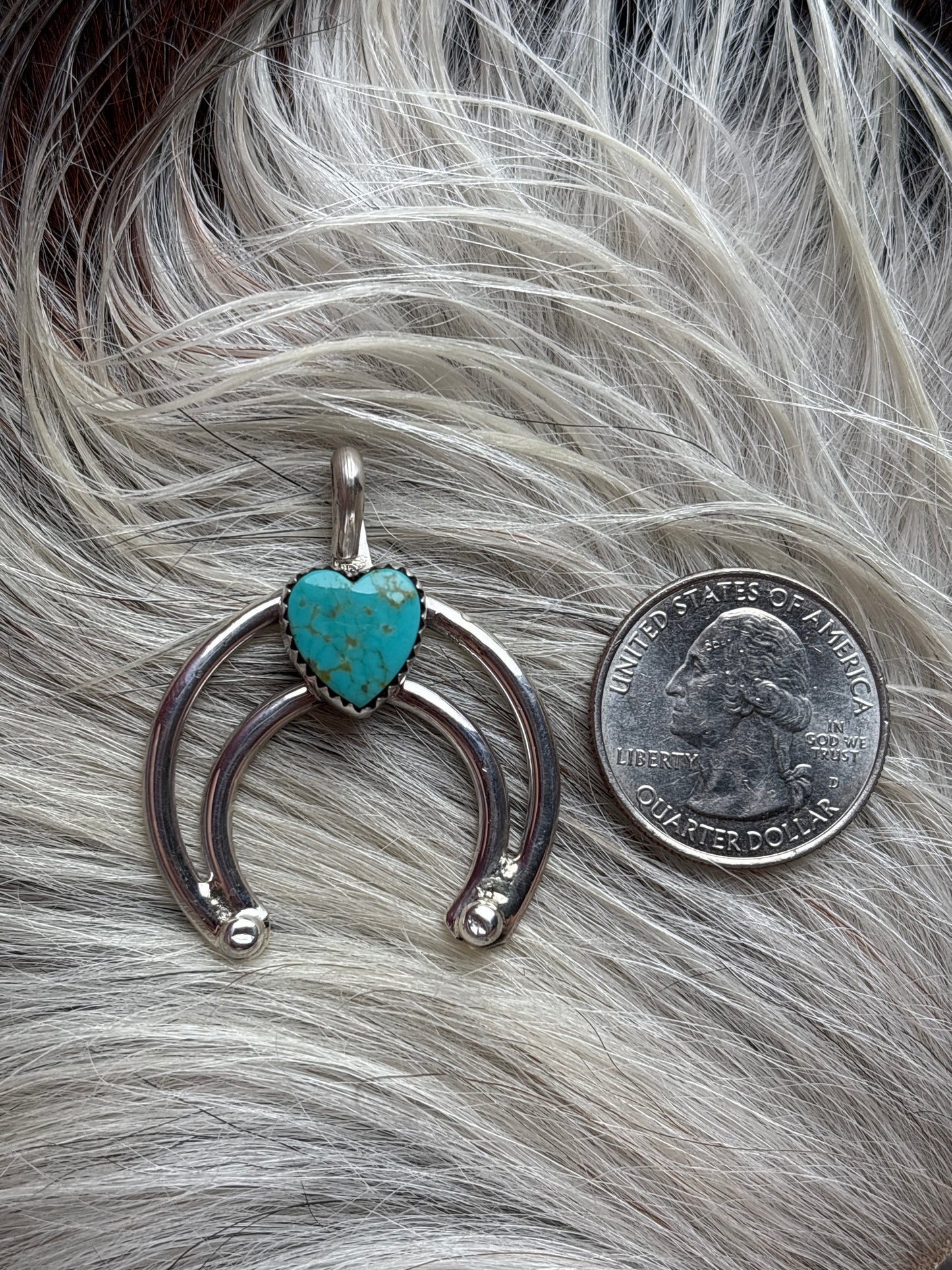 Native American, Hand-Made, Turquoise & Sterling Silver Naja Pendant