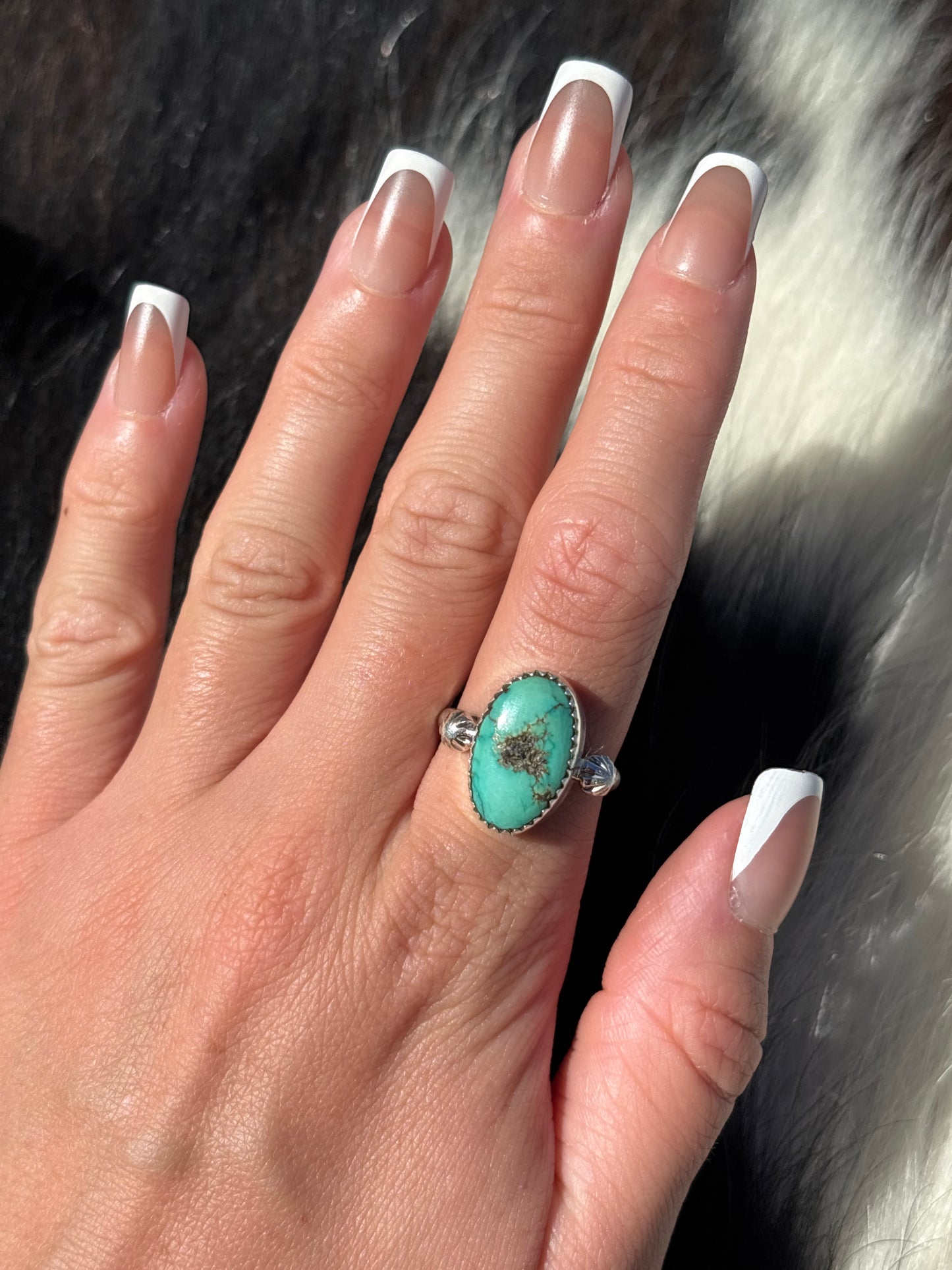 Native American, Hand-Made, Emerald Valley Turquoise & Sterling Silver Ring