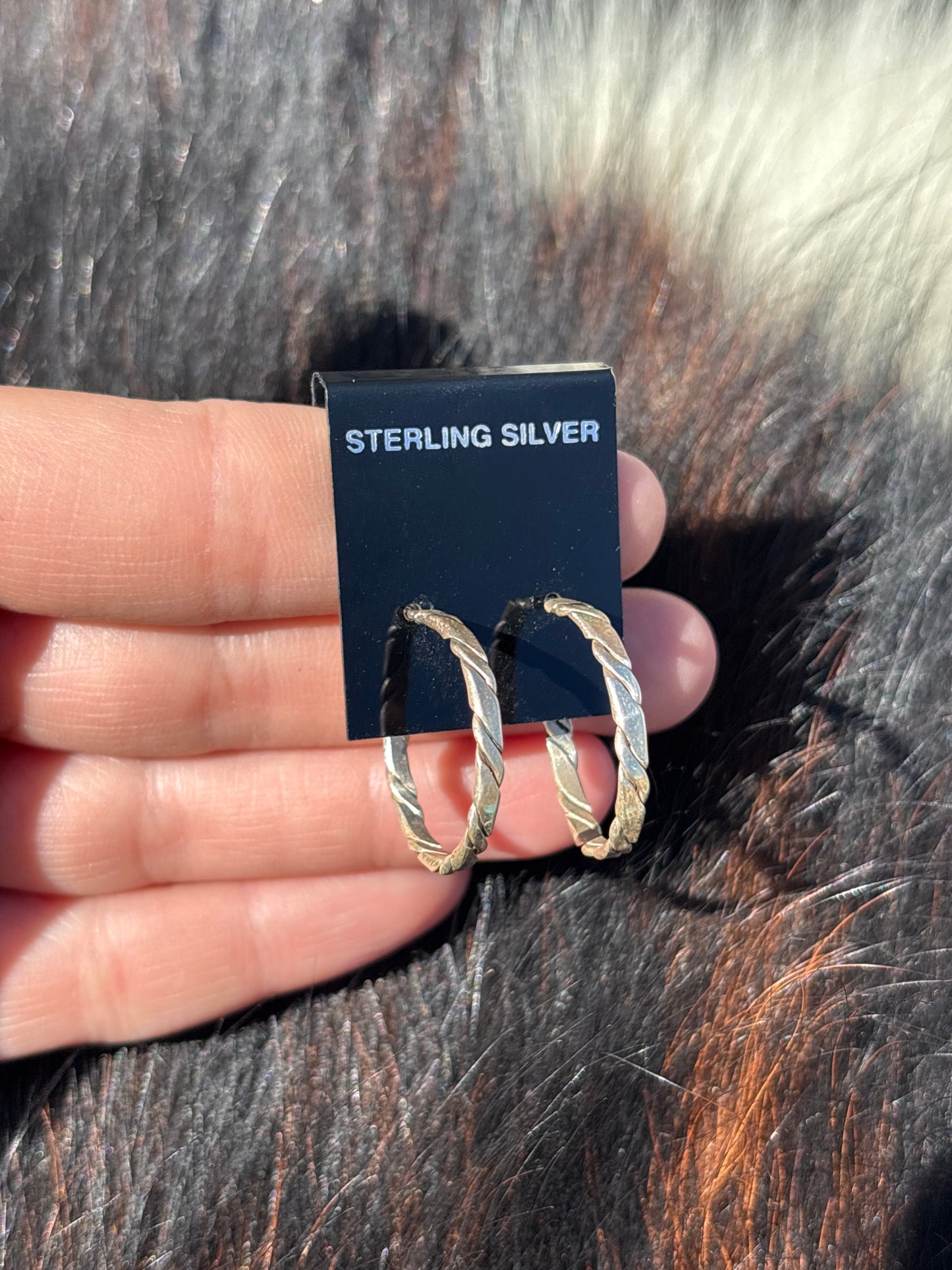 Native American, Hand-Made, Sterling Silver Hoops