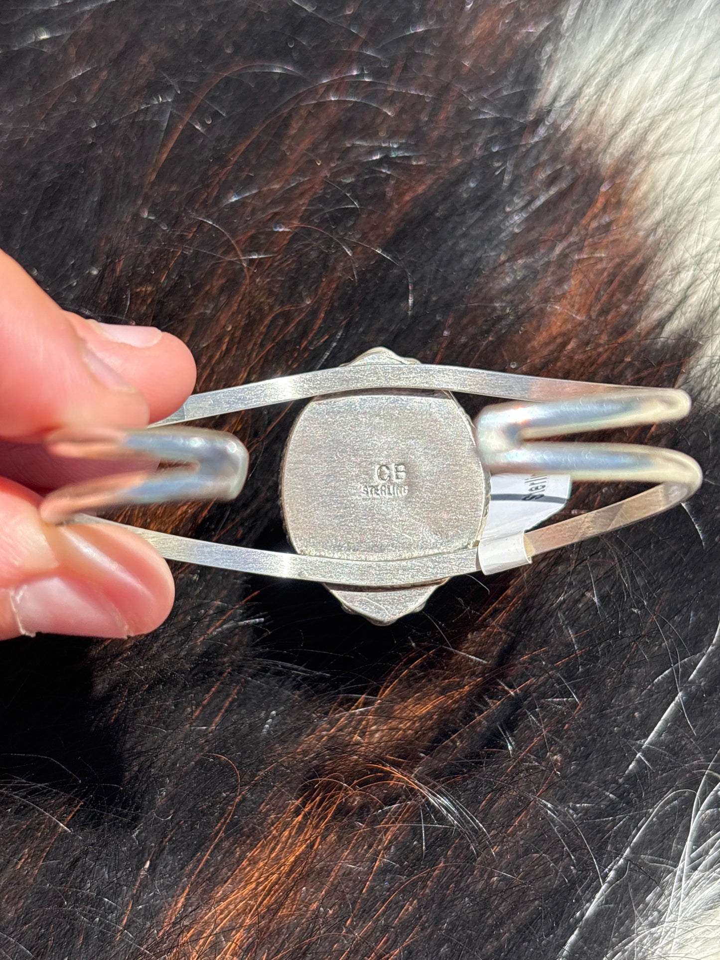 Native American, Handmade, Zebra Jasper & Sterling Silver Cuff