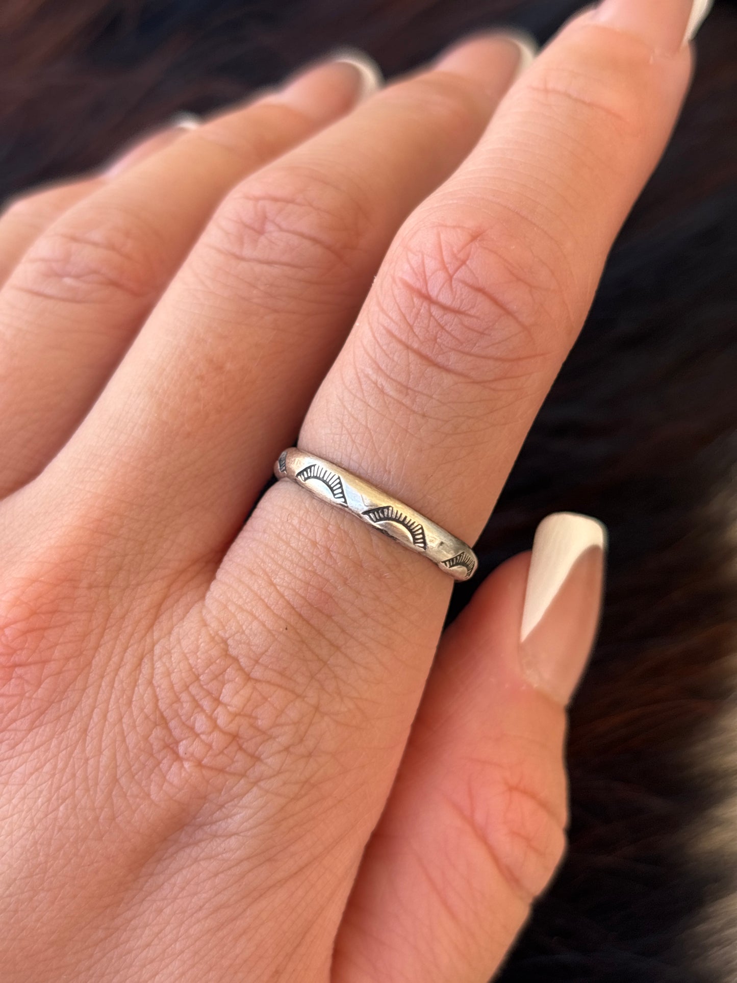Native American, Hand-Made, Sterling Silver Stacker Ring