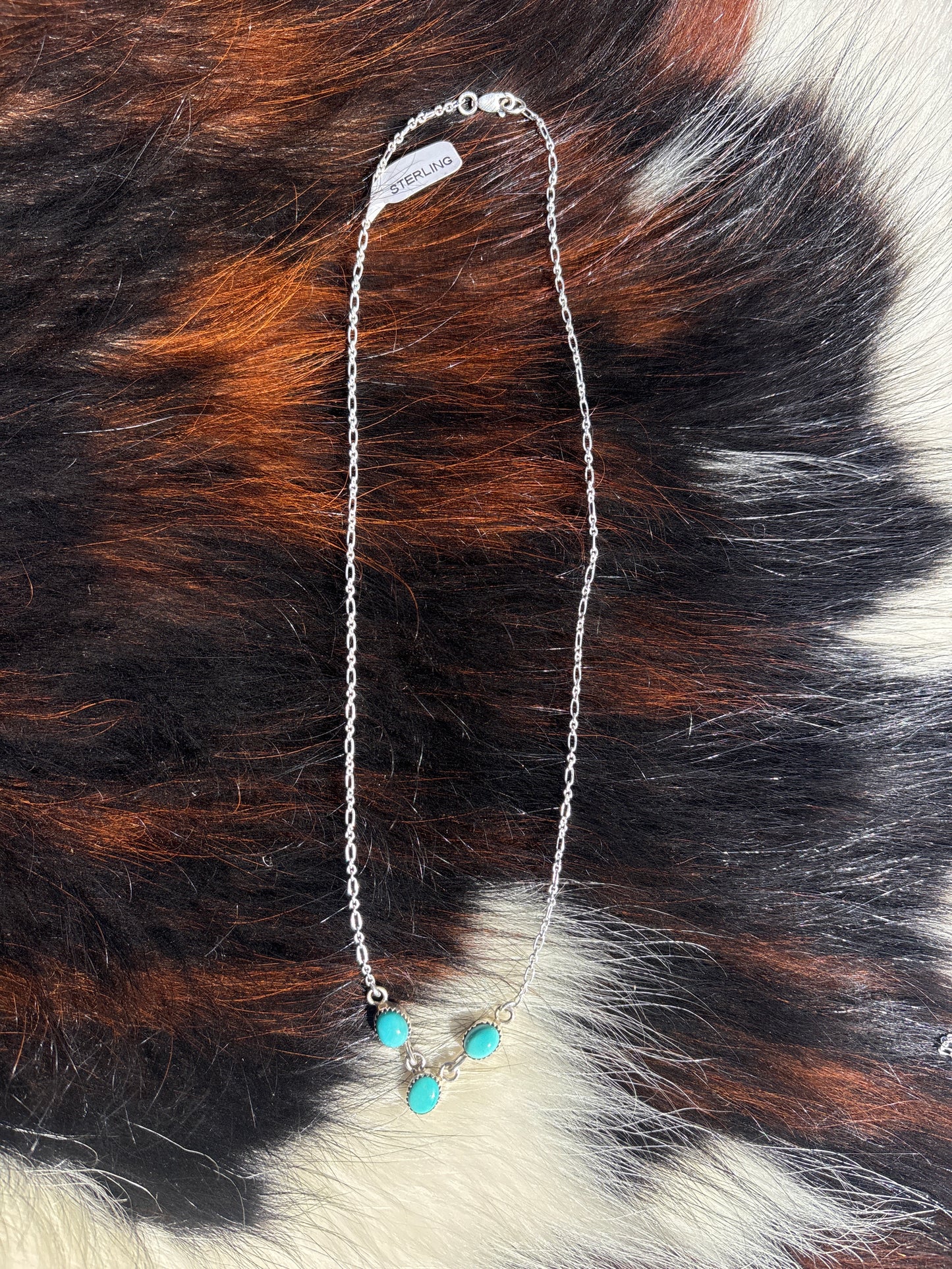 Native American, Hand-Made, Turquoise & Sterling Silver Necklace