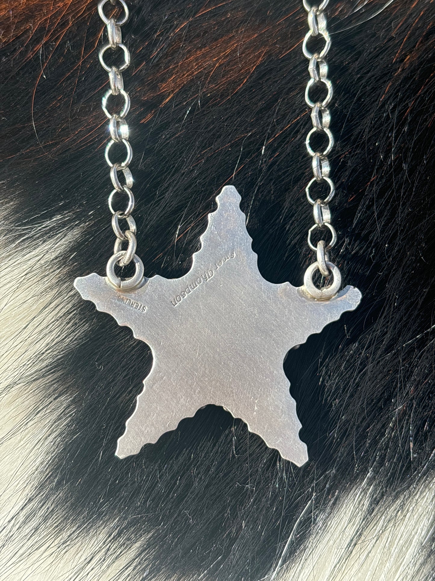 Native American, Hand-Made, Golden Hills & Sterling Silver Star Necklace