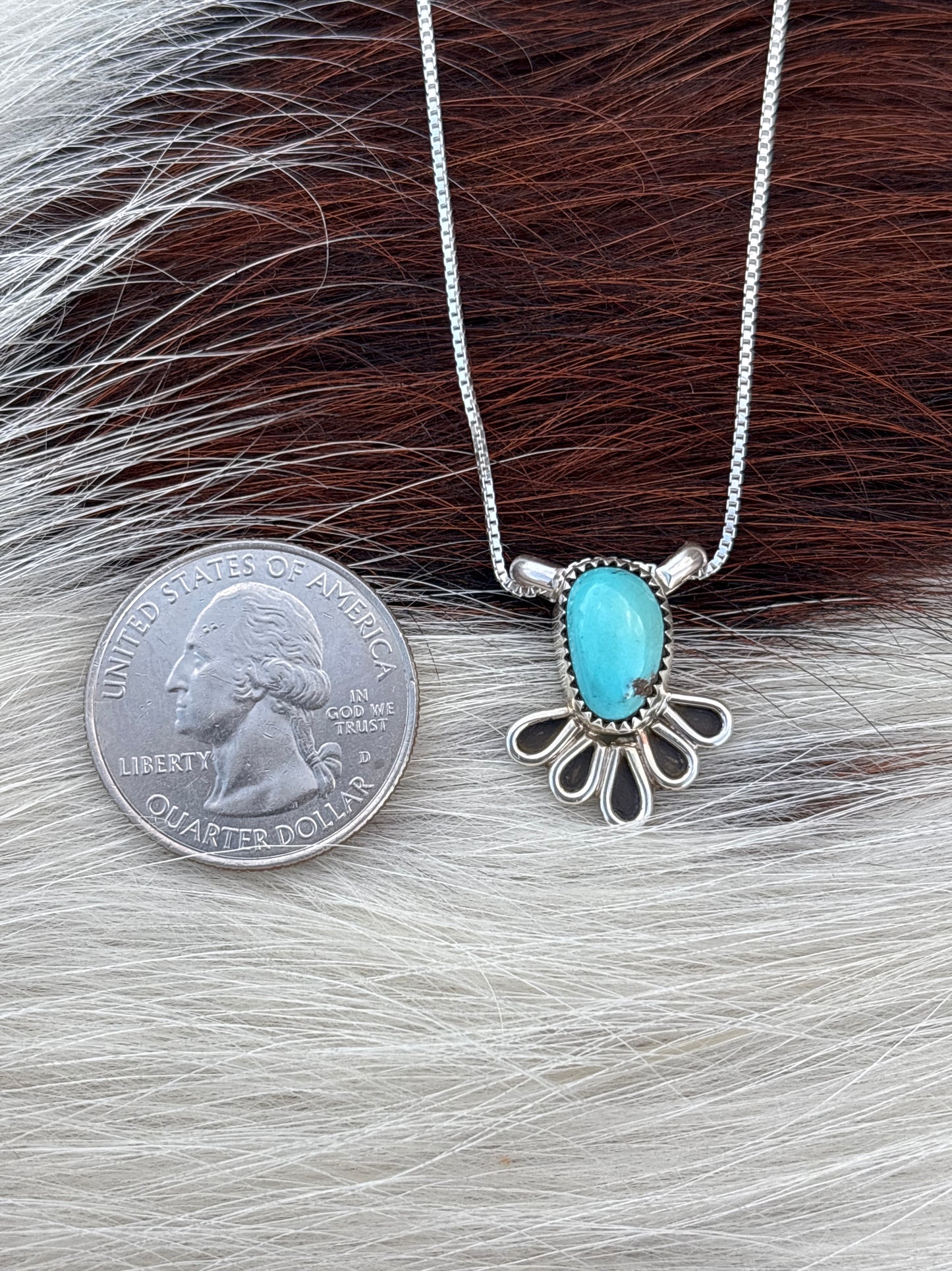 Native American, Hand-Made, Turquoise & Sterling Silver Necklace