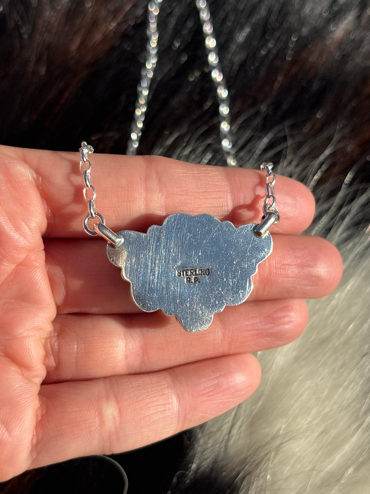 Native American, Hand-Made, Pink Conch, Turquoise & Sterling Silver Necklace