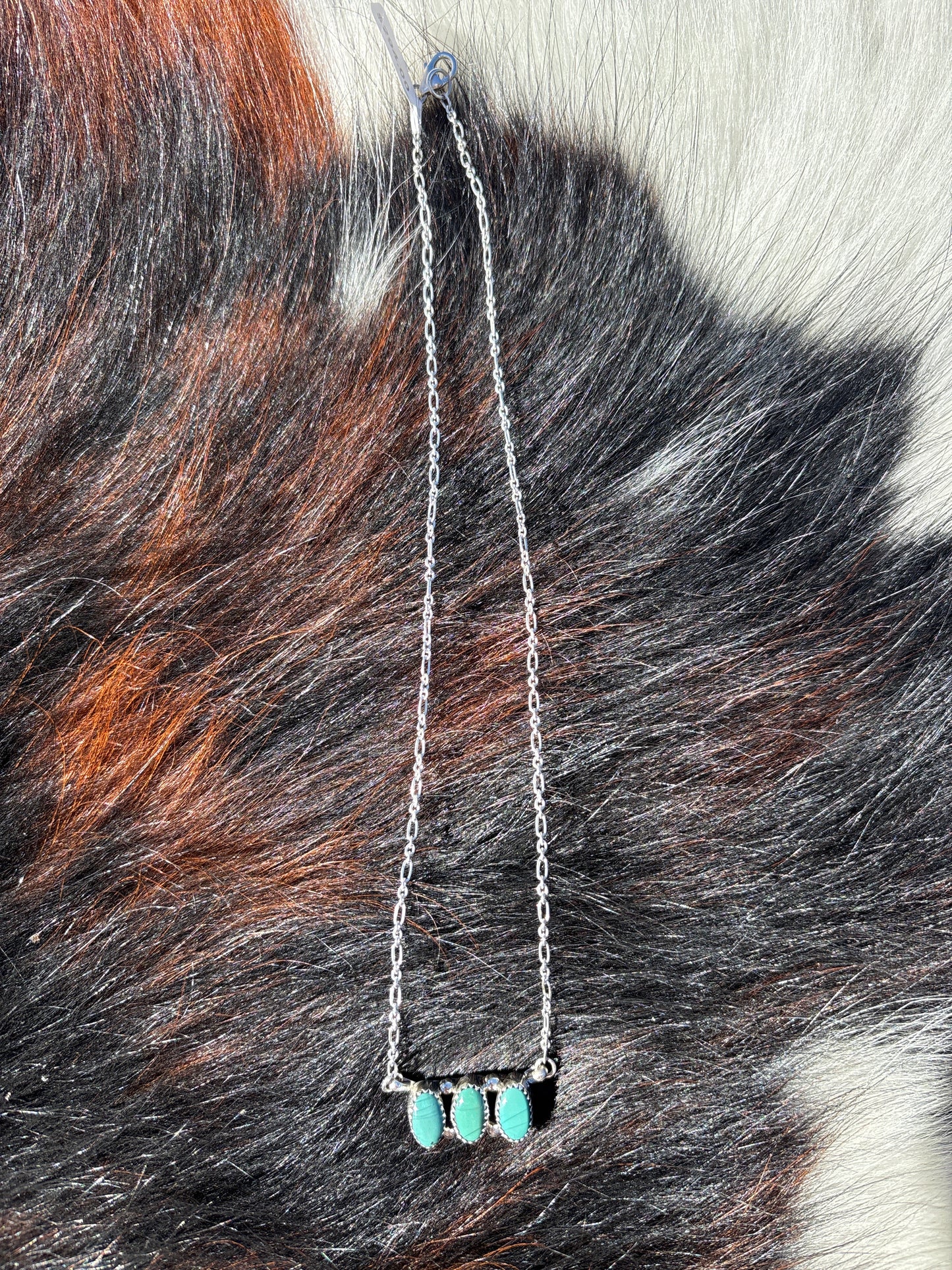 Native American, Hand-Made, Turquoise & Sterling Silver Necklace