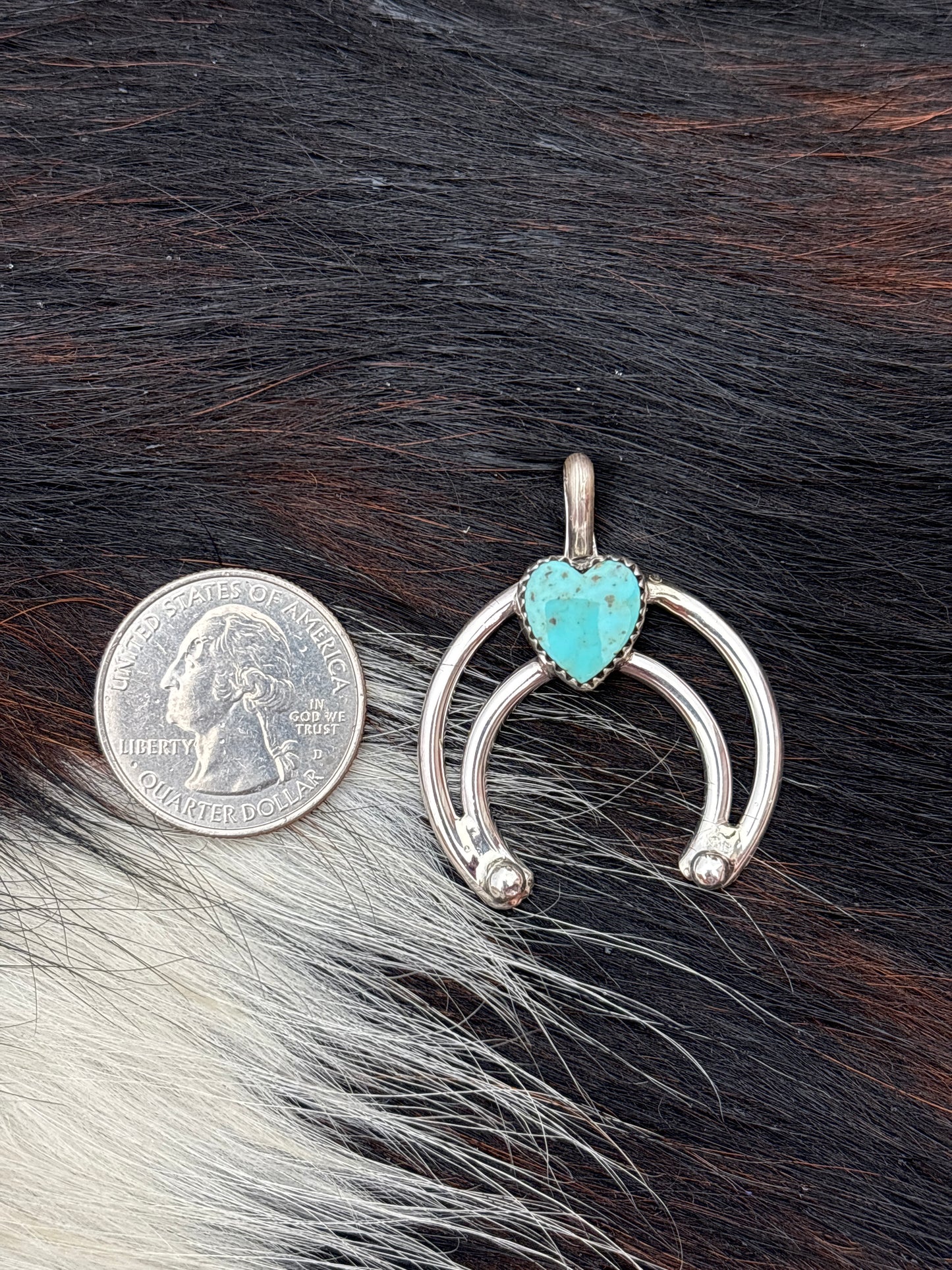 Native American, Hand-Made, Turquoise & Sterling Silver Naja Pendant