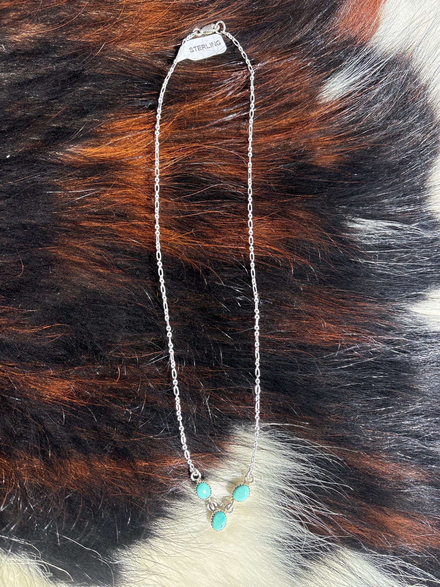 Native American, Hand-Made, Turquoise & Sterling Silver Necklace