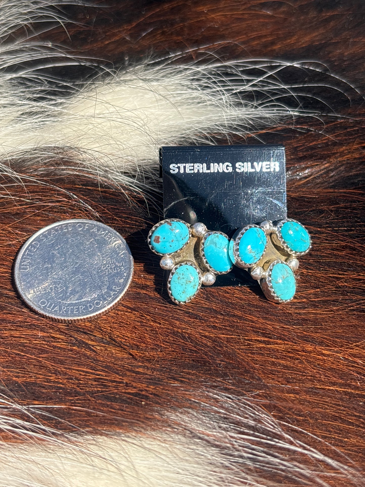 Native Made, Turquoise & Sterling Silver Earrings