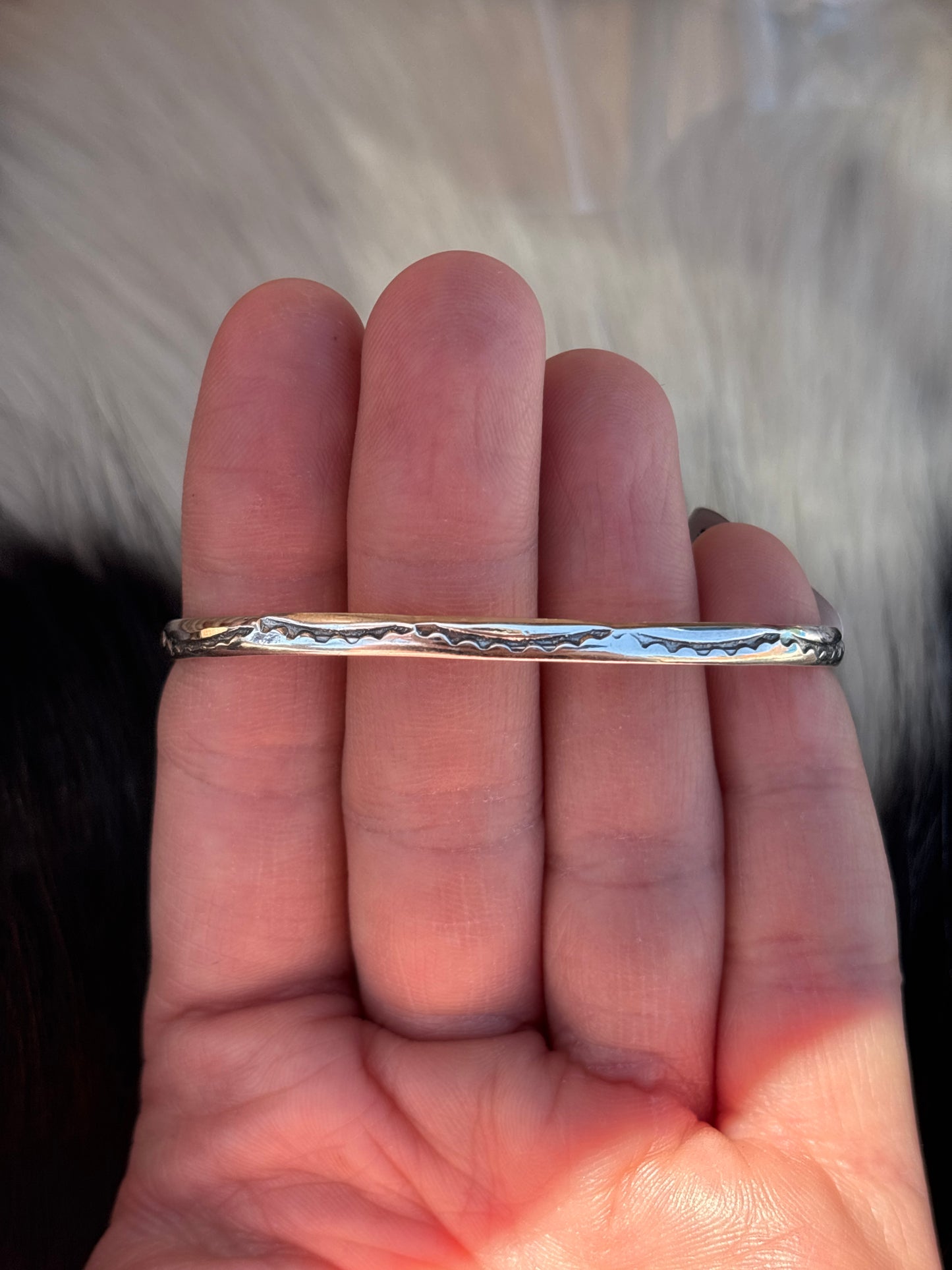 Native American, Handmade, Sterling Silver Stamped Cuff