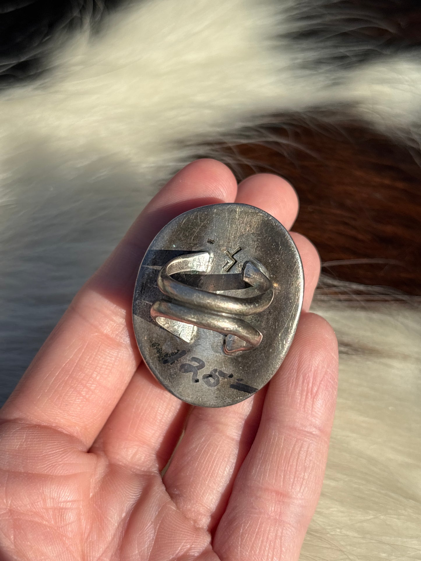 Vintage Native American, Hand-Made, Turquoise & Sterling Silver Ring