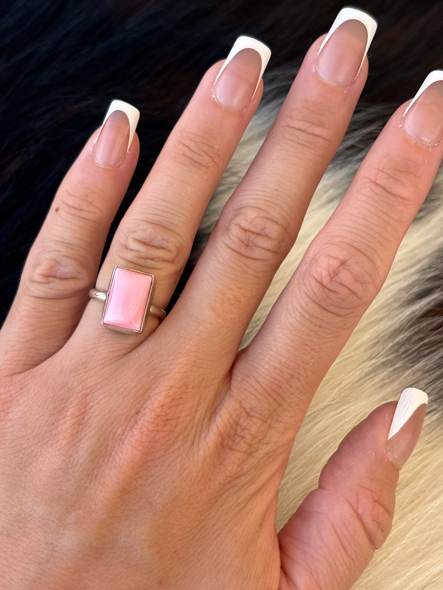 Native American, Hand-Made, Pink Conch & Sterling Silver Ring