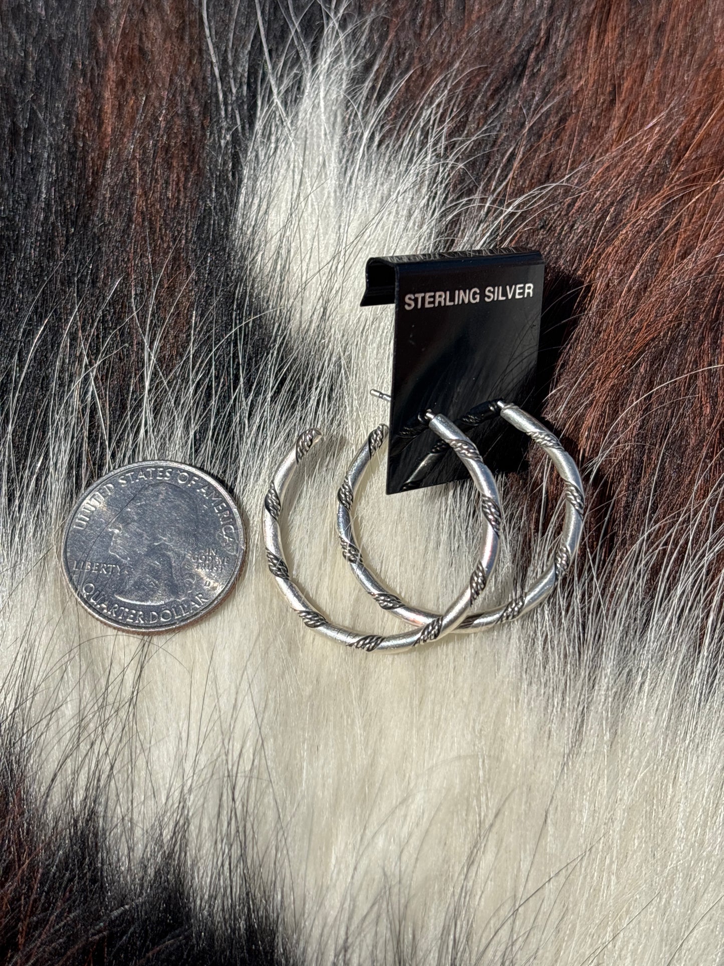 Native American, Hand-Made, Sterling Silver Hoops