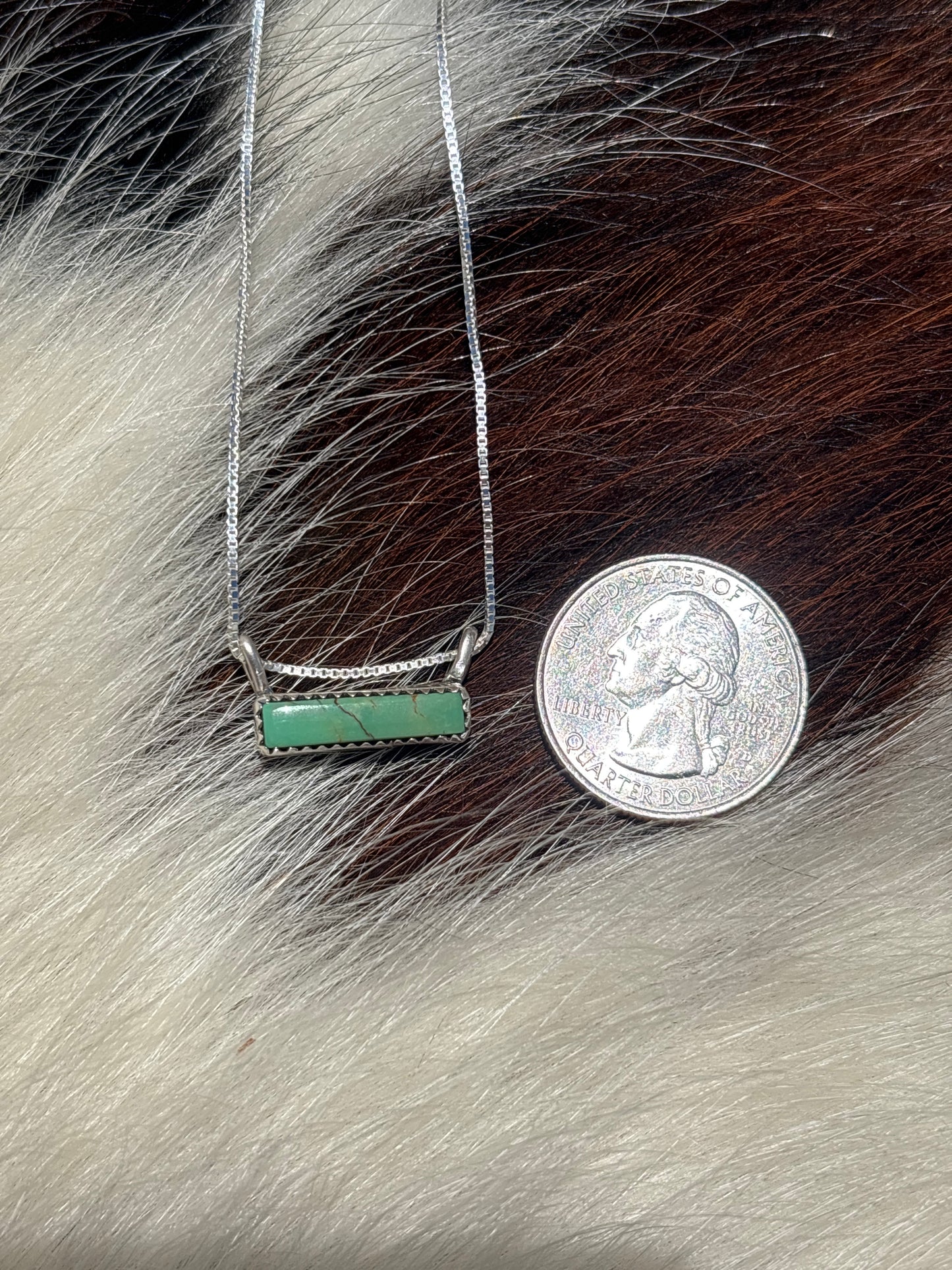Native American, Hand-Made, Turquoise & Sterling Silver Bar Necklace