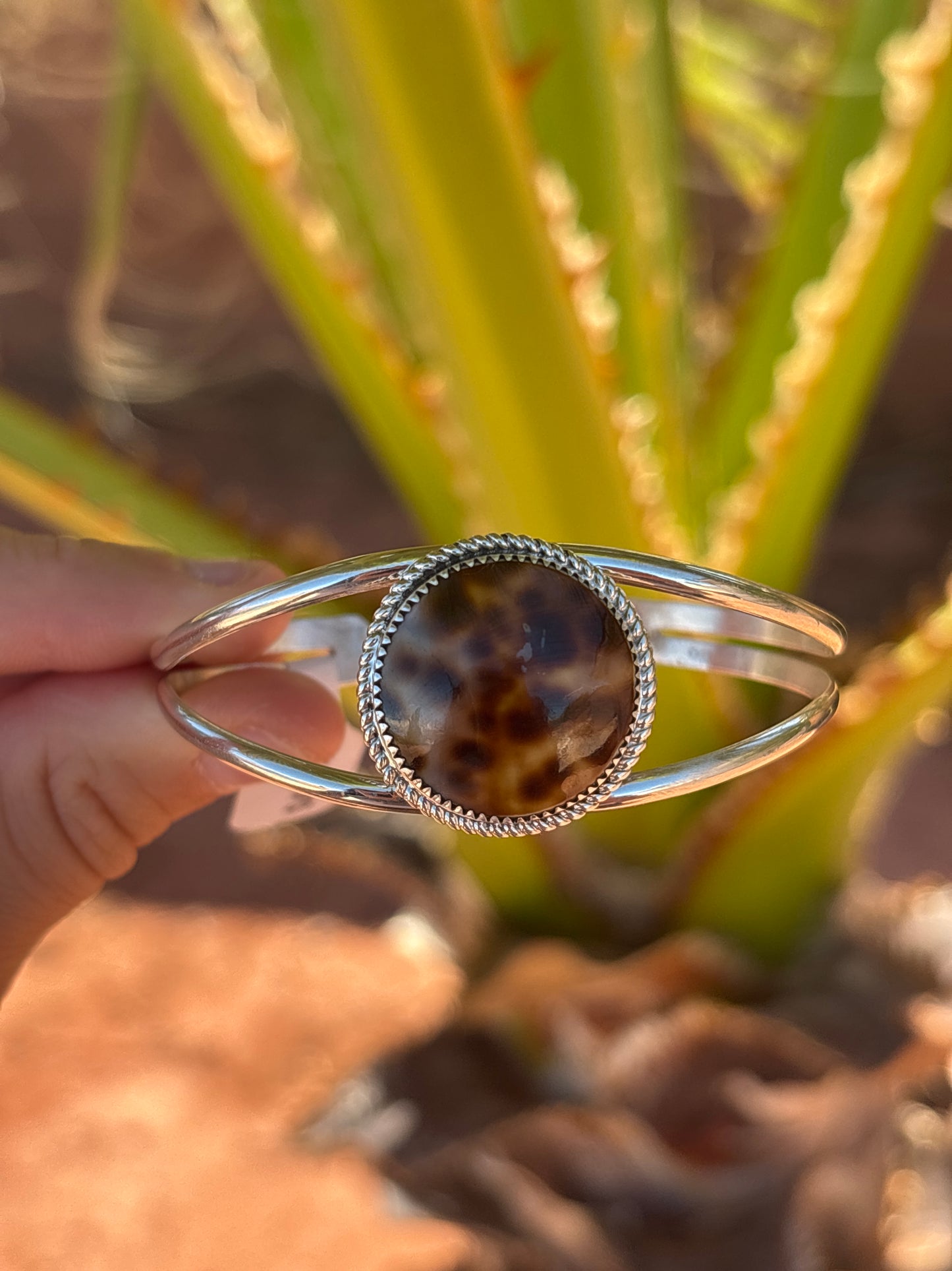 Native American, Handmade, Cowrie & Sterling Silver Cuff