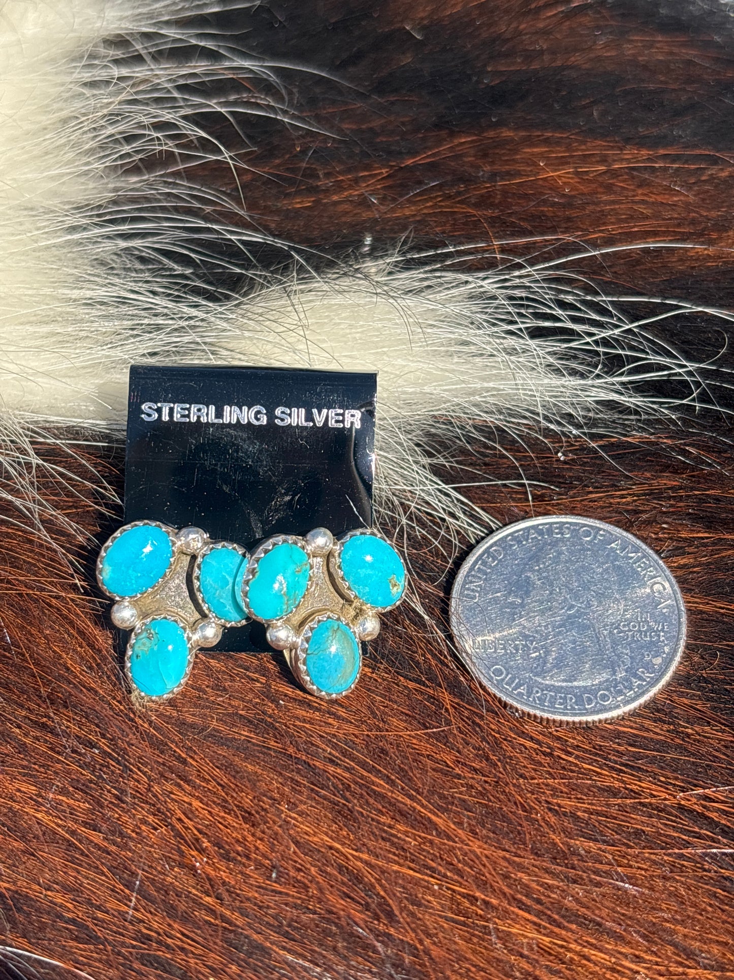 Native Made, Turquoise & Sterling Silver Earrings