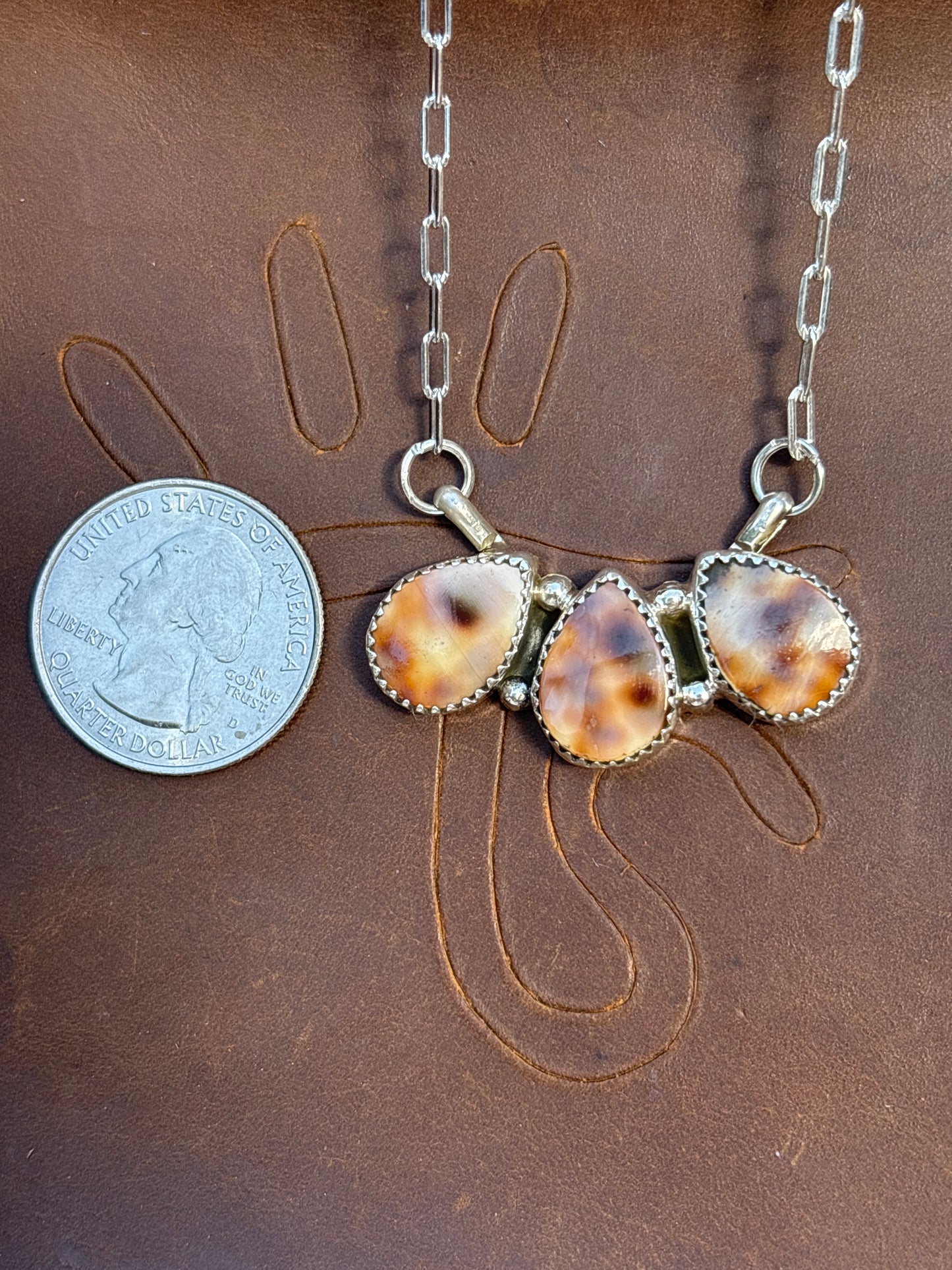 Native American, Hand-Made, Cowrie & Sterling Silver Necklace