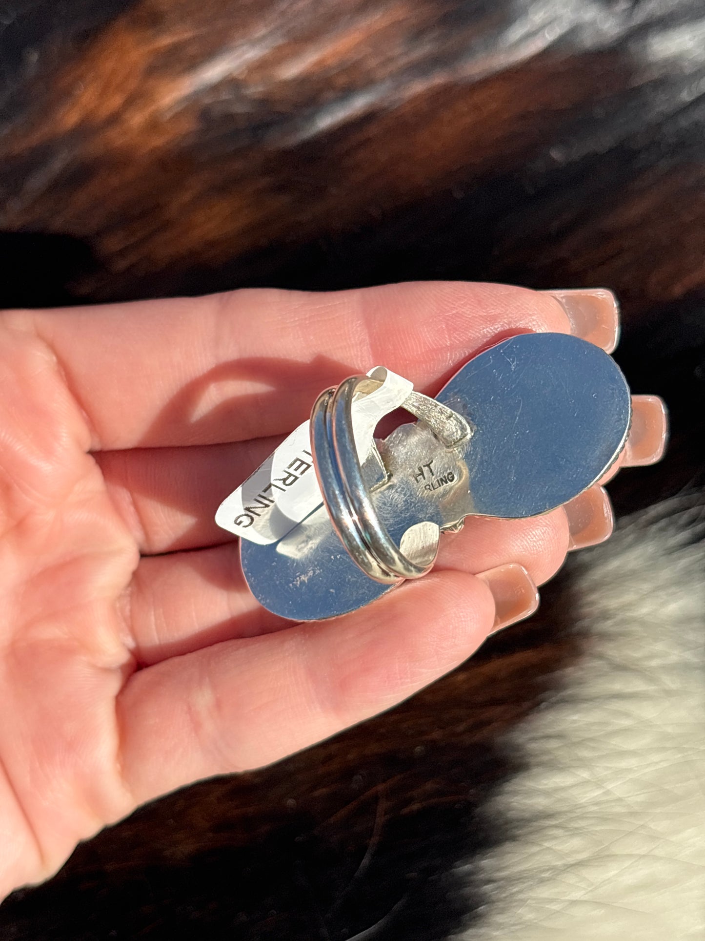 Native American, Hand-Made, Turquoise, Zebra Jasper & Sterling Silver Ring