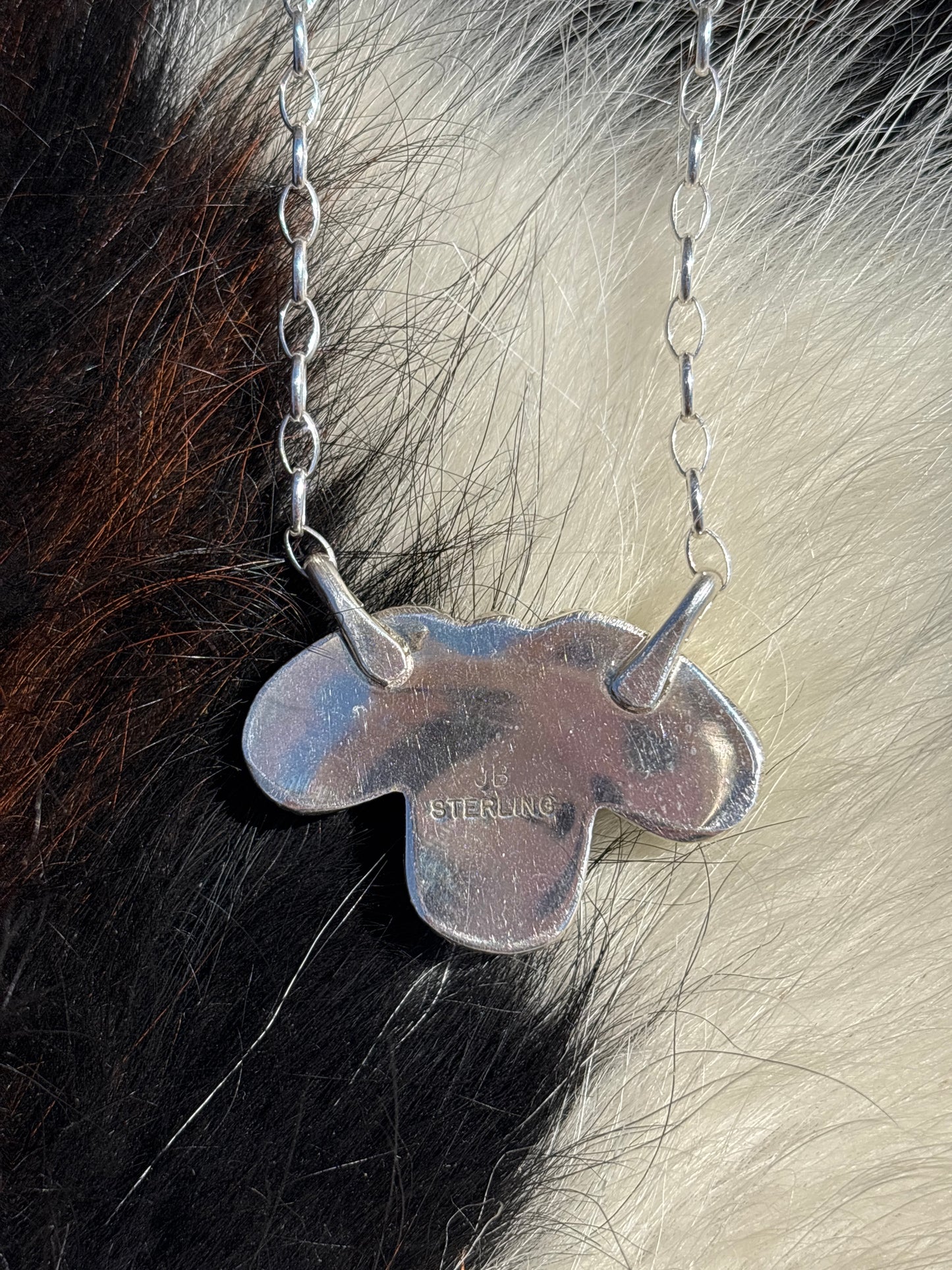 Native American, Hand-Made, Turquoise, Pink Conch & Sterling Silver Necklace