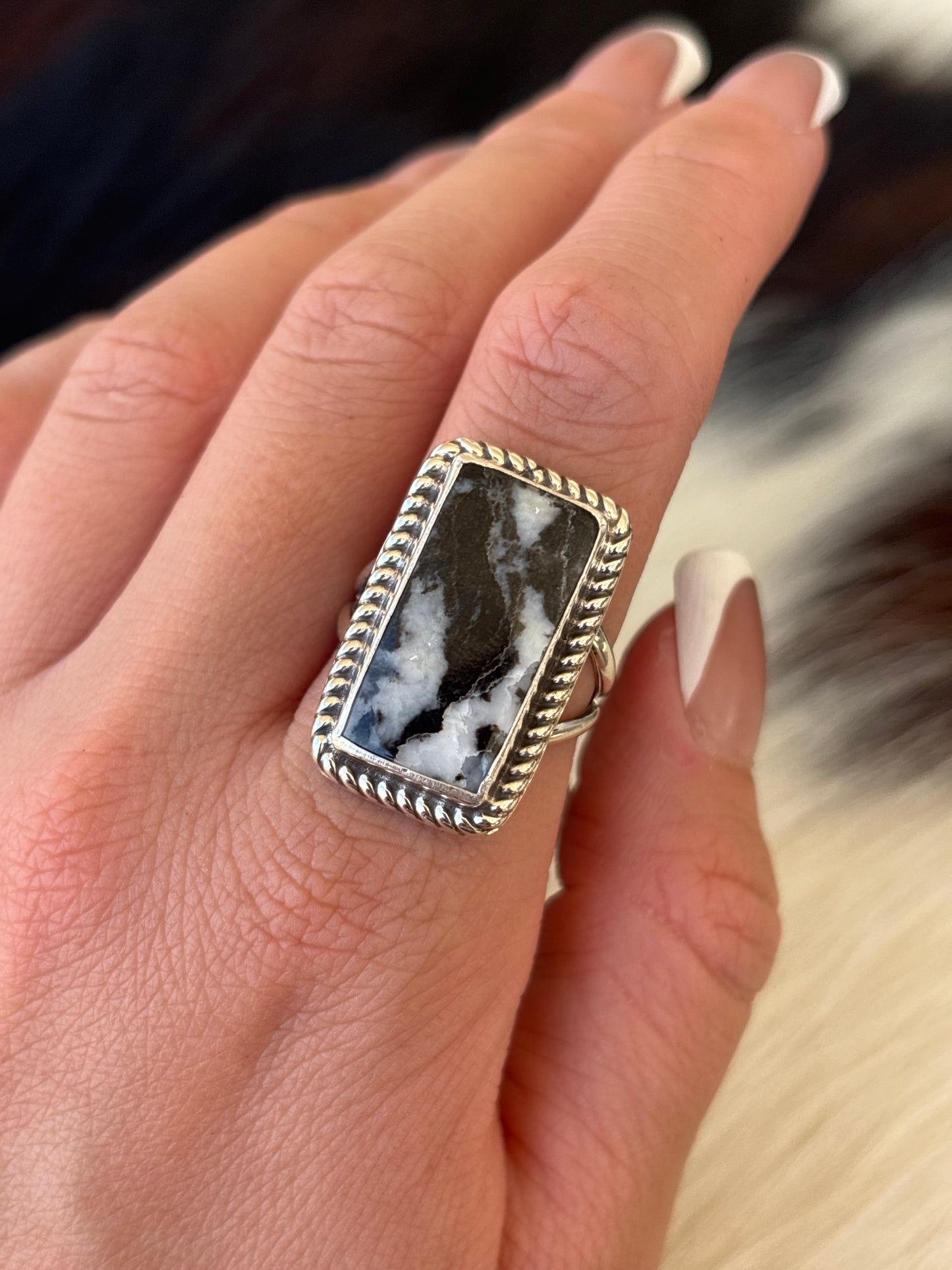 Native American, Hand-Made, Zebra Jasper & Sterling Silver Ring