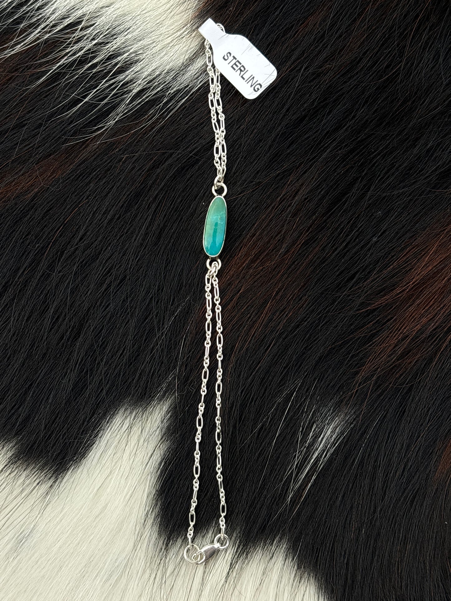 Native American, Handmade, Turquoise & Sterling Silver Hand Chain
