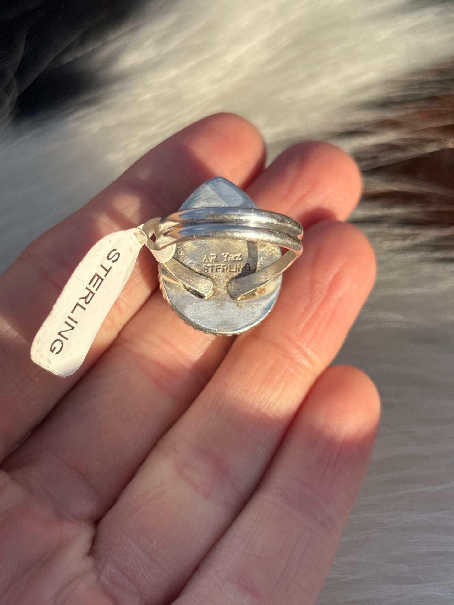 Native American, Hand-Made, Cowrie & Sterling Silver Ring