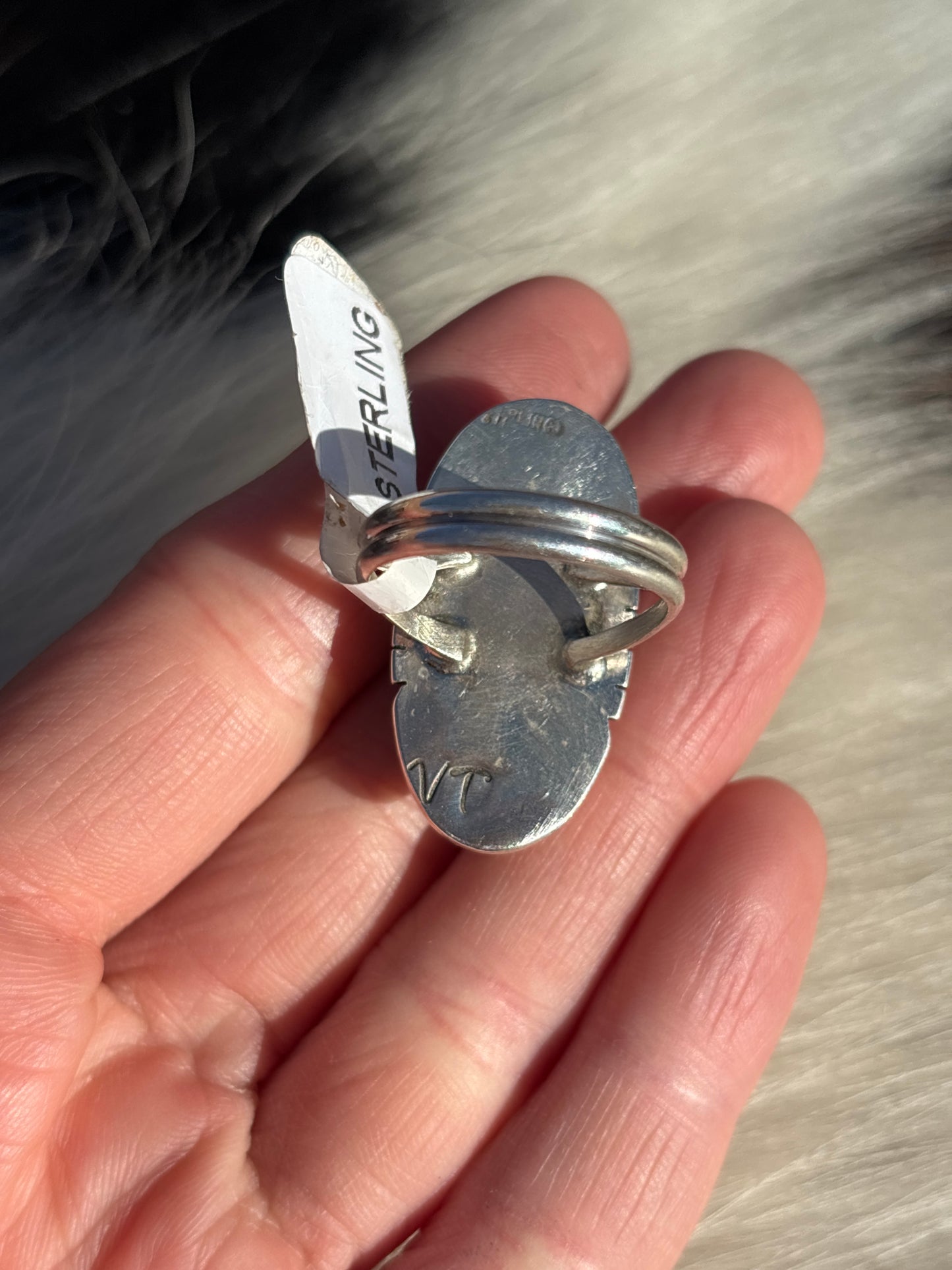 Native American, Hand-Made, Cotton Candy Dahlia & Sterling Silver Ring