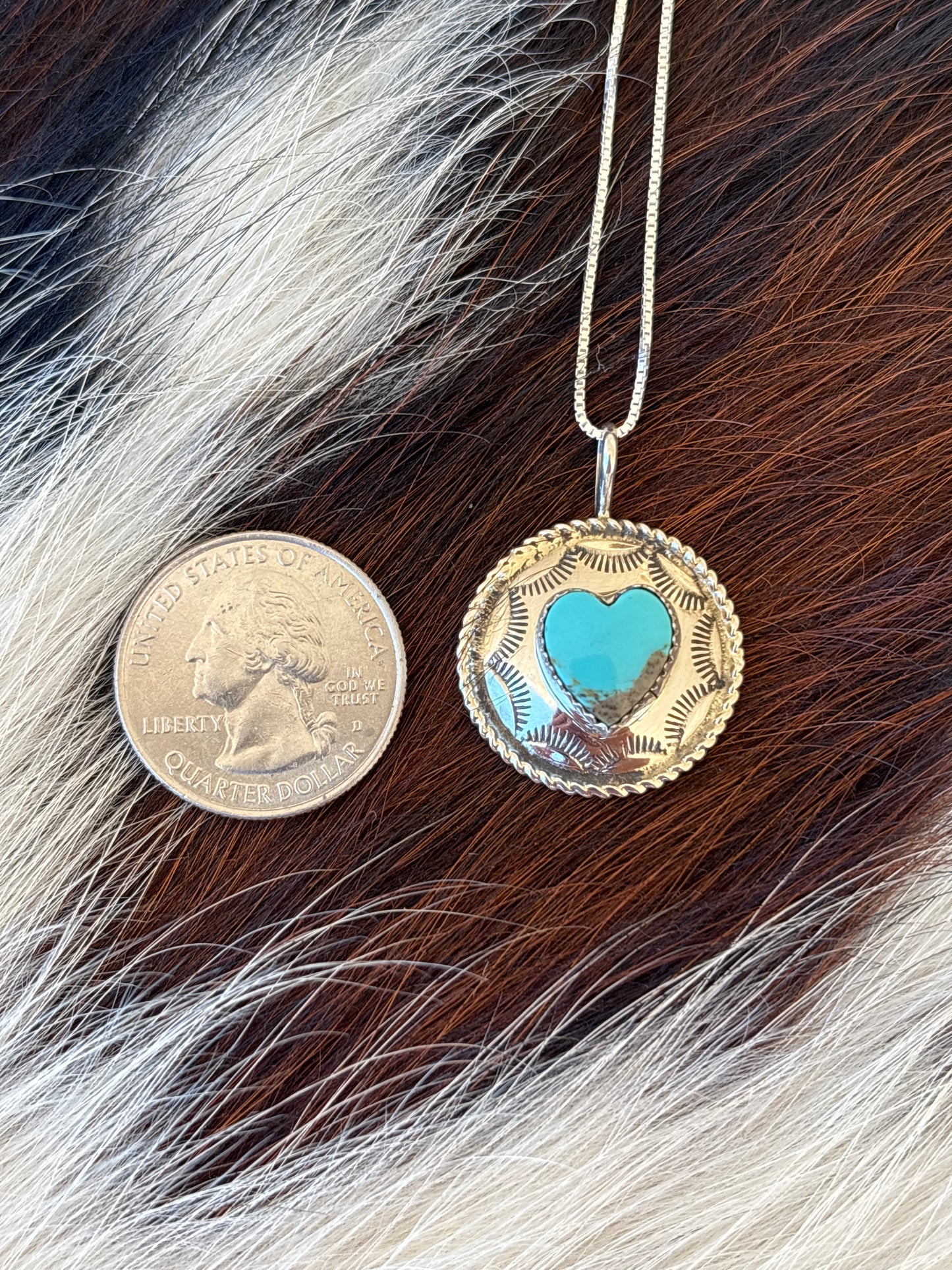 Native American, Hand-Made, Turquoise & Sterling Silver Necklace