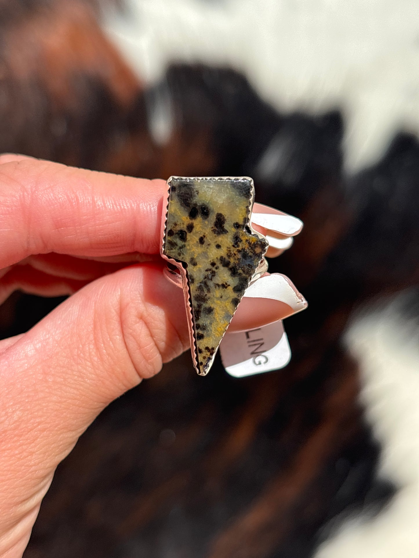 Native American, Hand-Made, Cheetah Jasper & Sterling Silver Ring