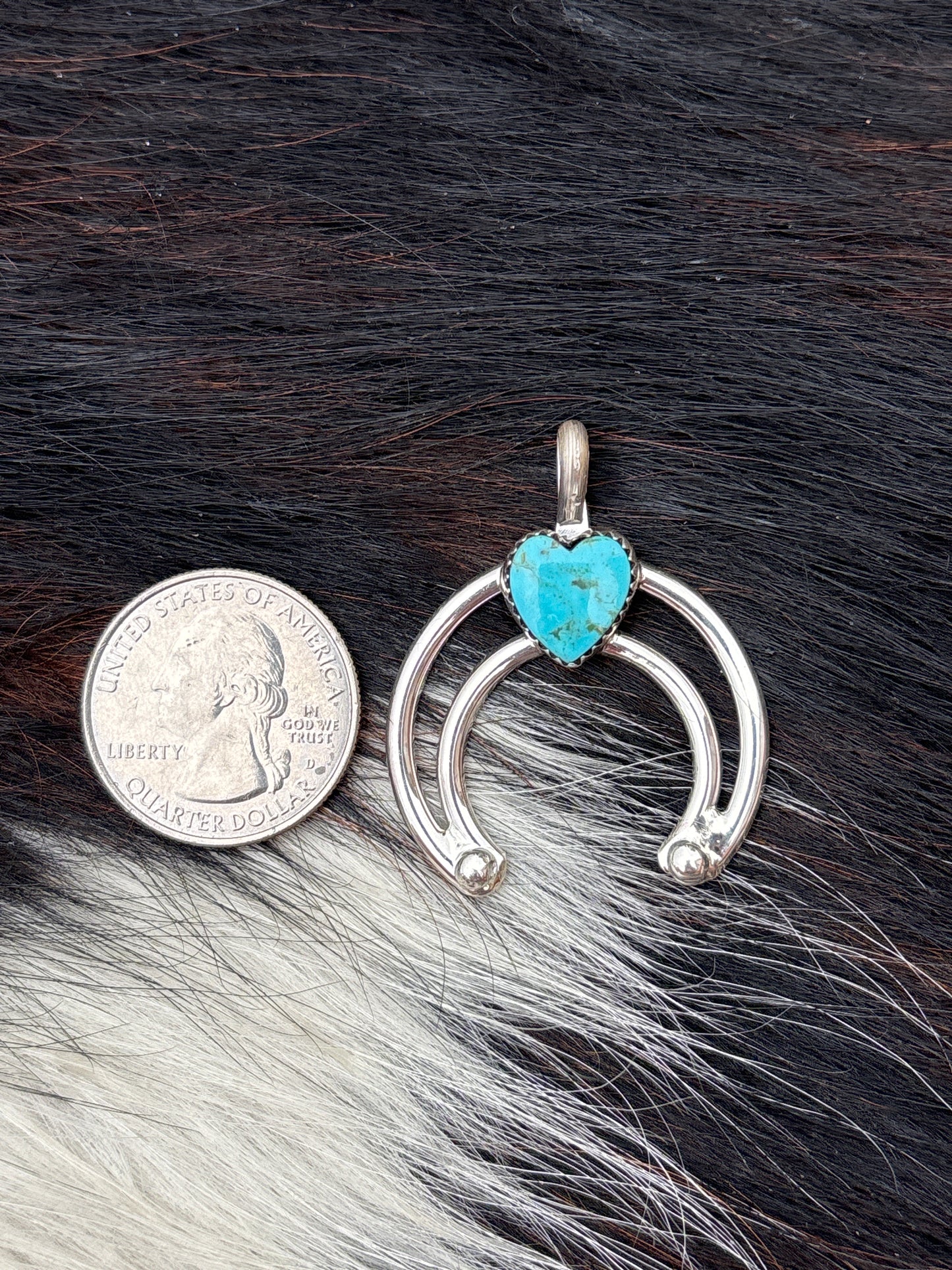 Native American, Hand-Made, Turquoise & Sterling Silver Naja Pendant