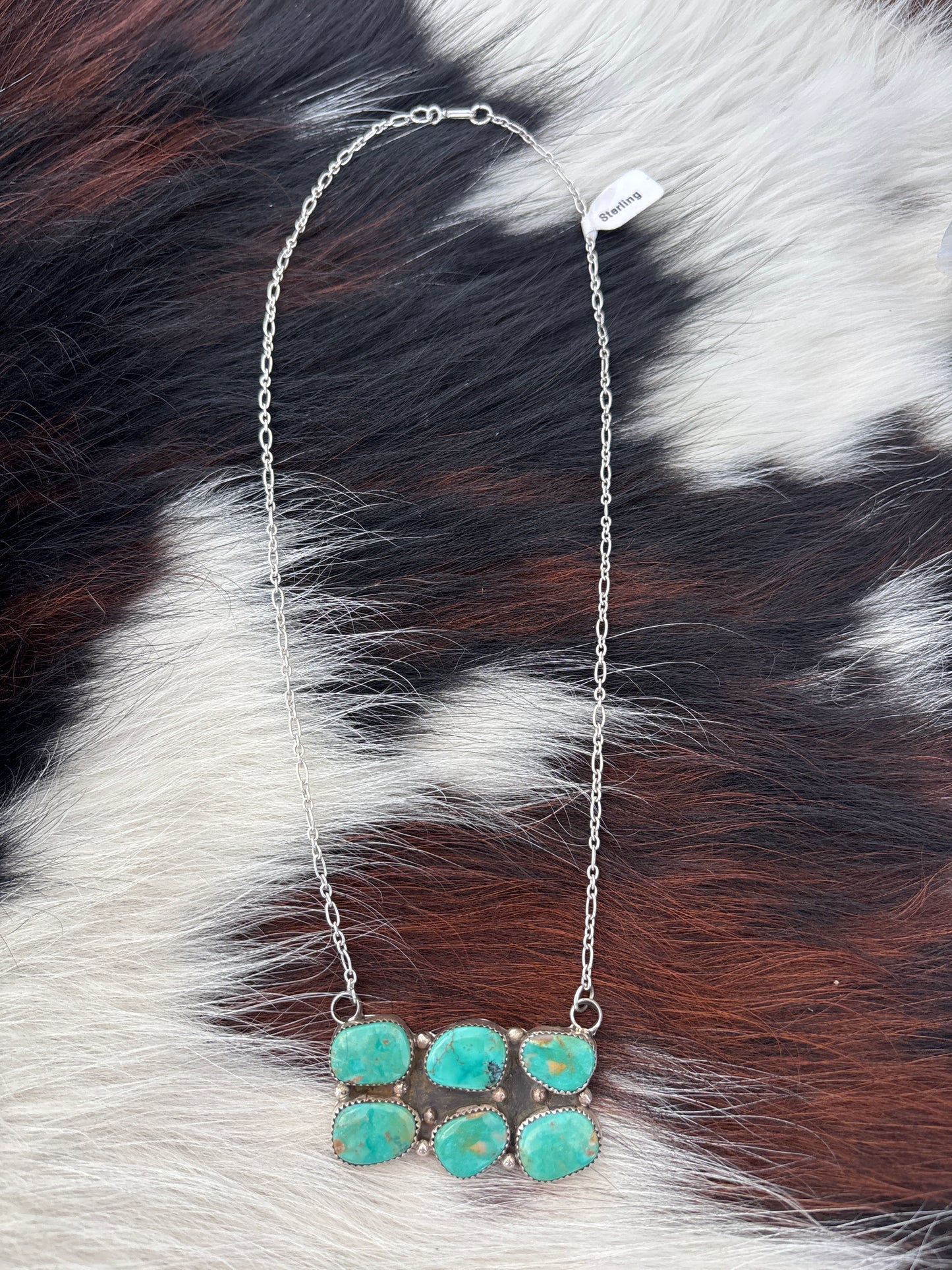 Native American, Hand-Made, Turquoise & Sterling Silver Necklace