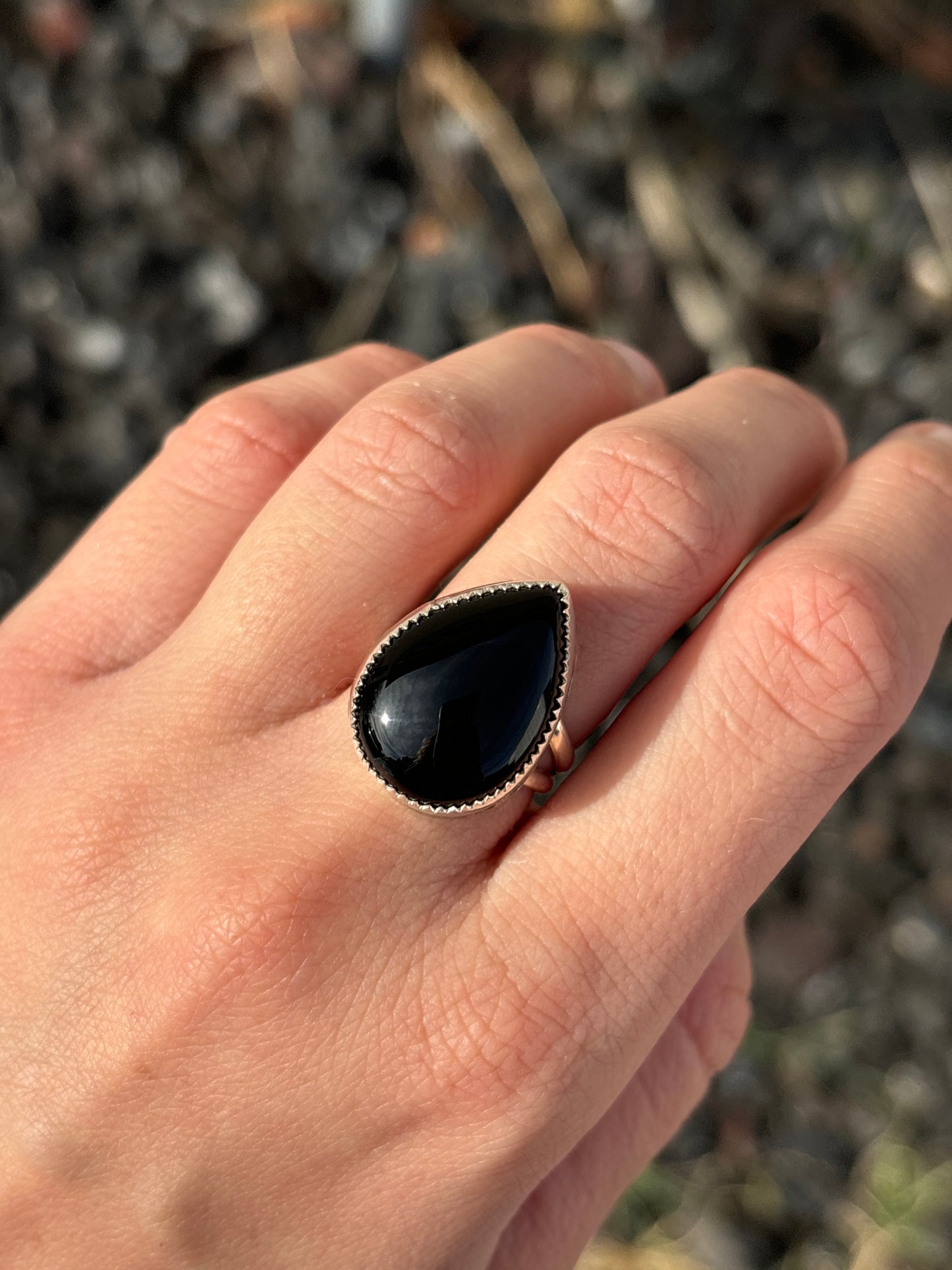 Native American, Hand-Made, Black Onyx & Silver Ring