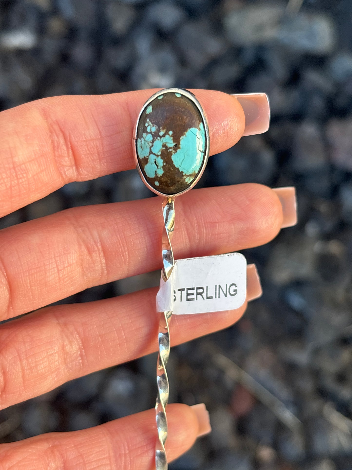 Native American, Hand-Made, Turquoise & Sterling Silver Hat Pin